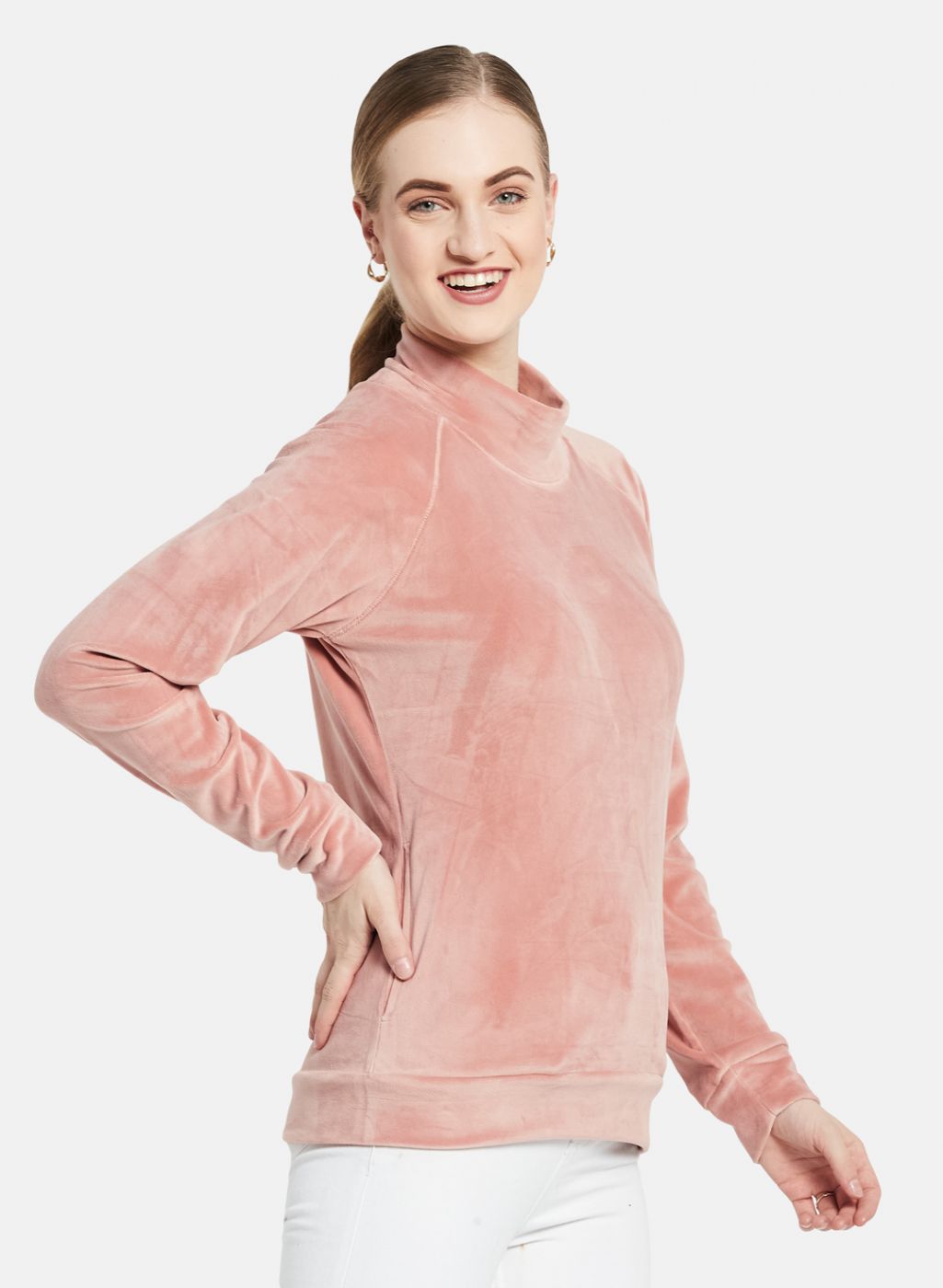 Women Pink Solid Sweatshirt