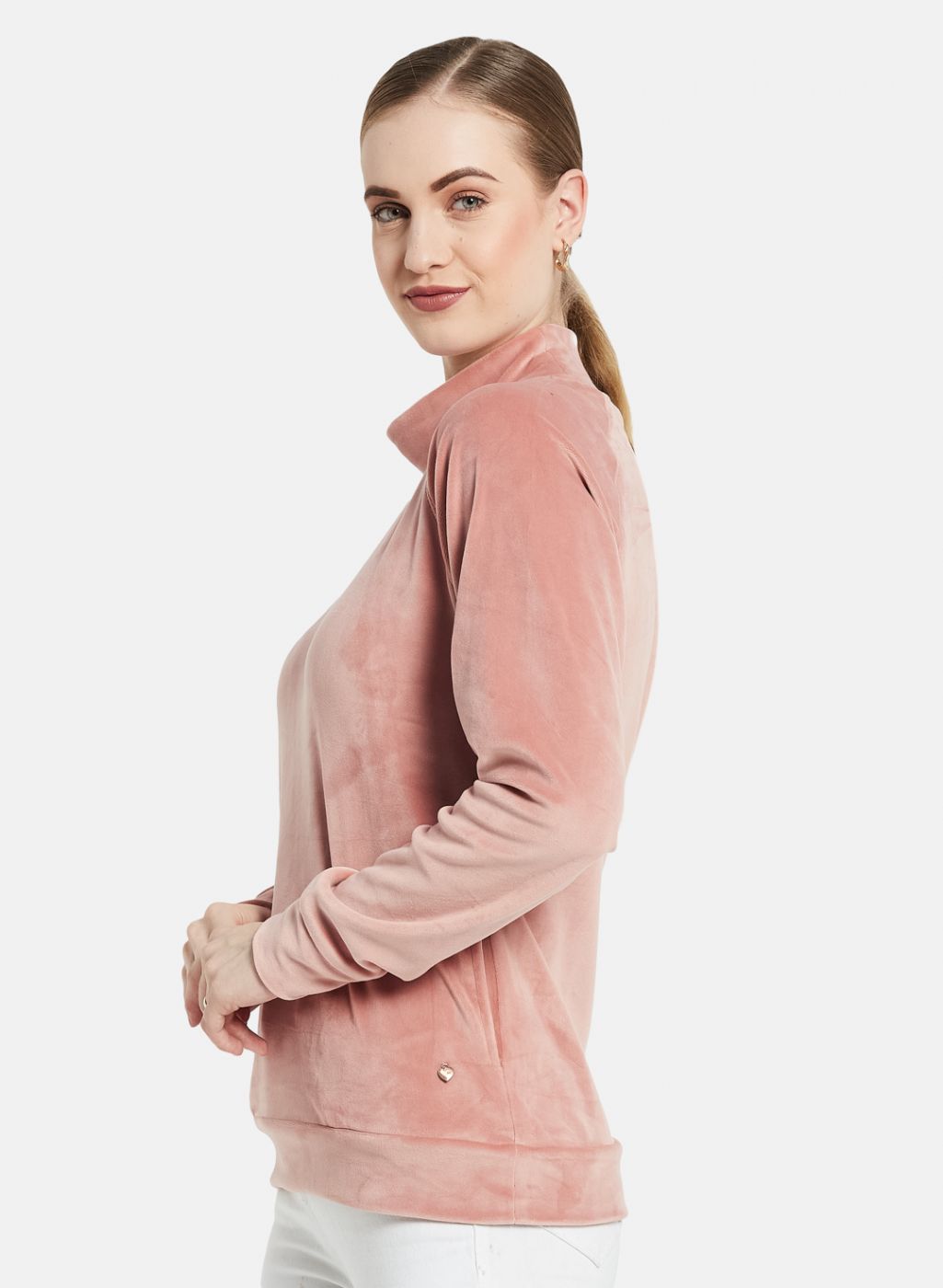 Women Pink Solid Sweatshirt