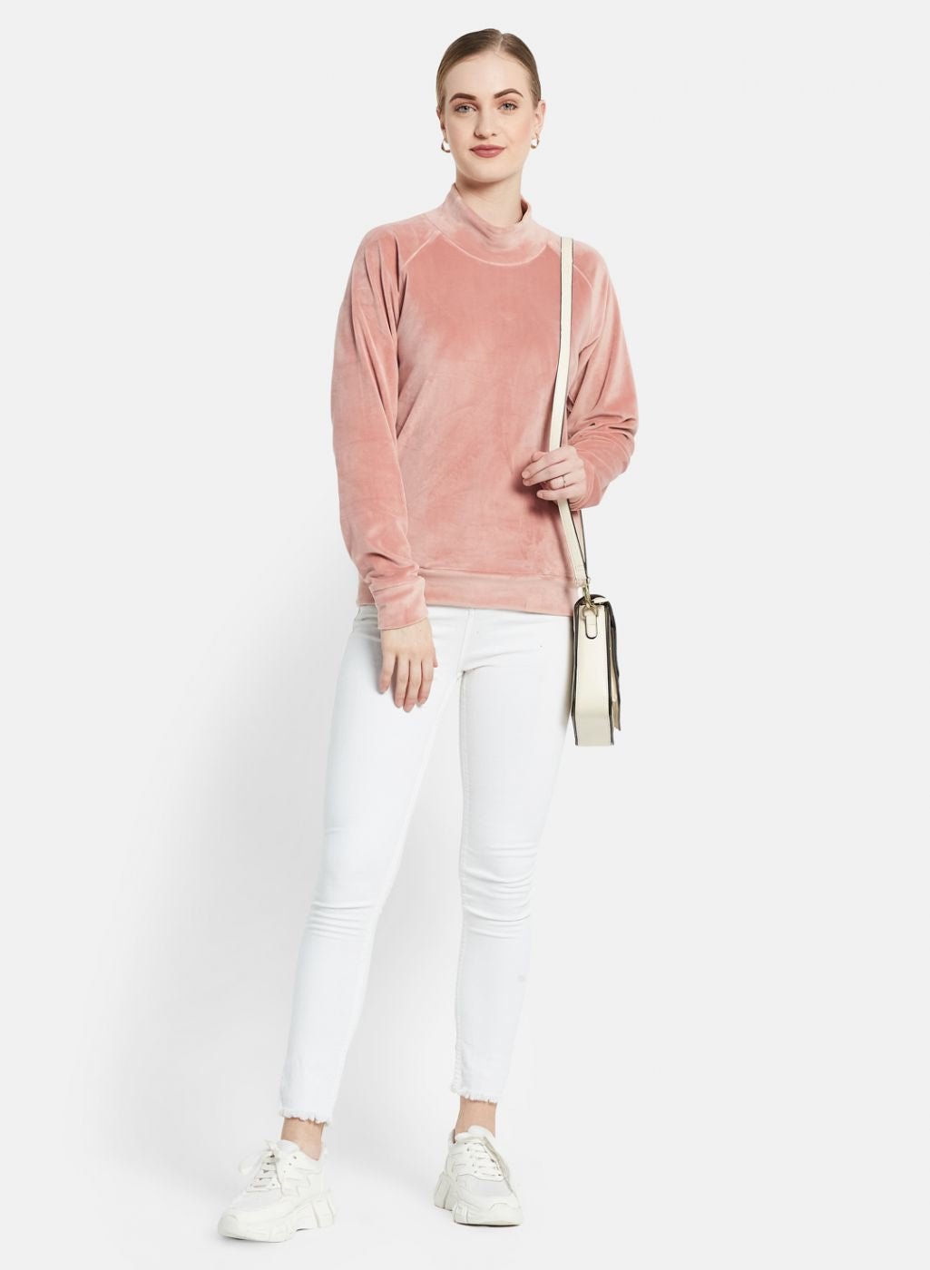 Women Pink Solid Sweatshirt