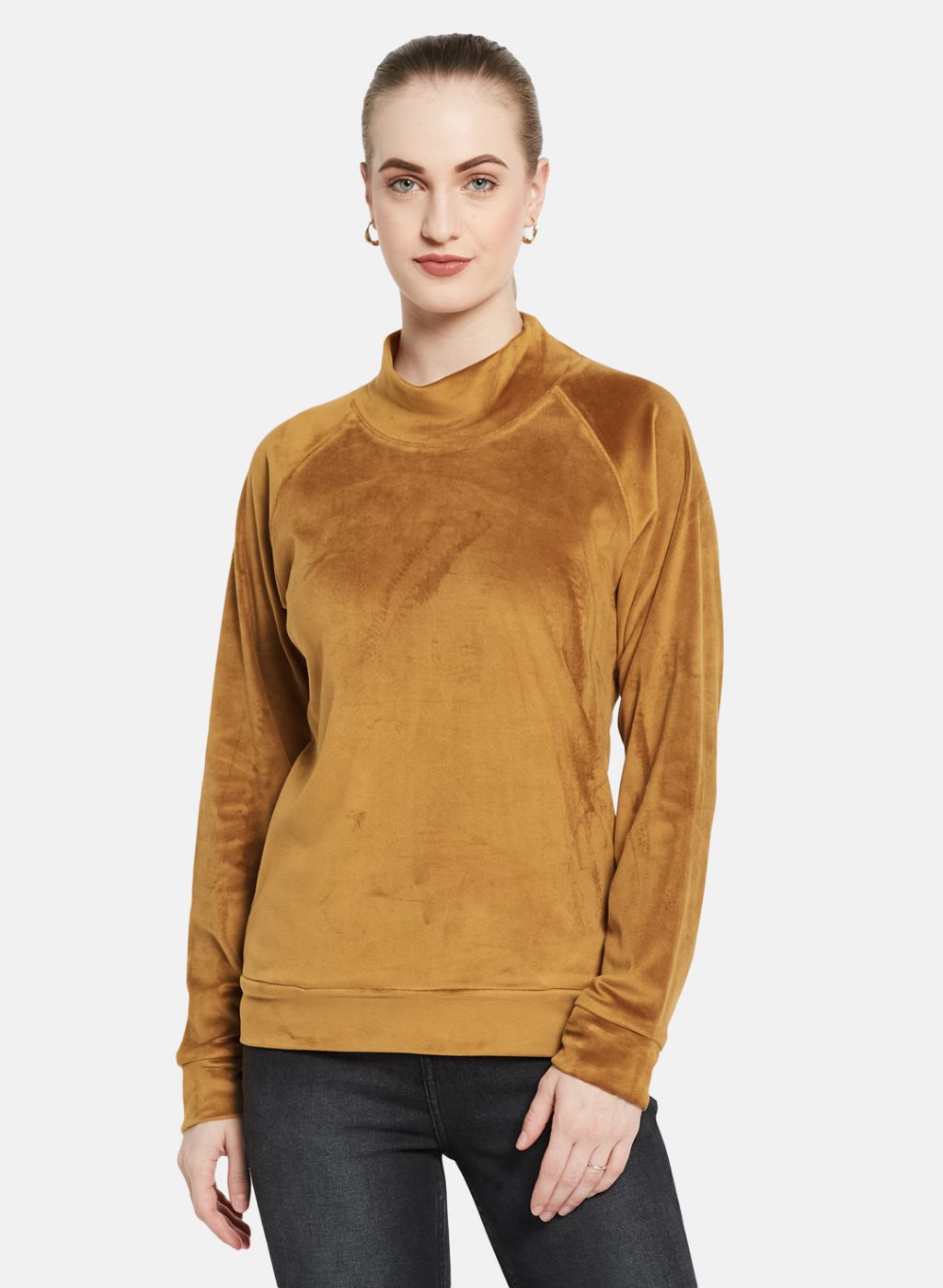 Women Mustard Solid Sweatshirt