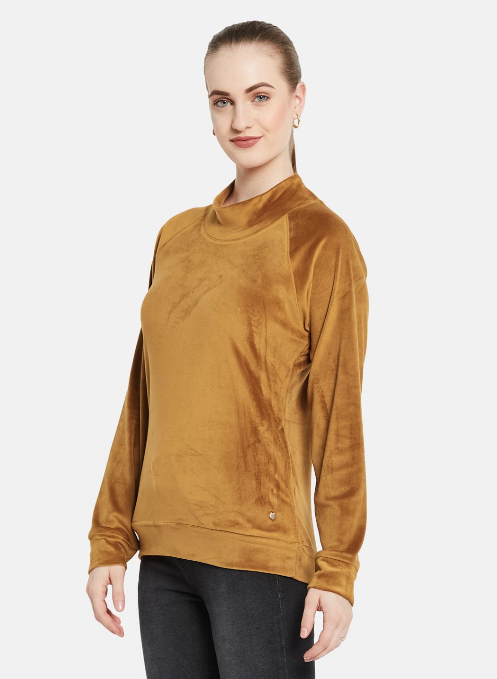 Women Mustard Solid Sweatshirt