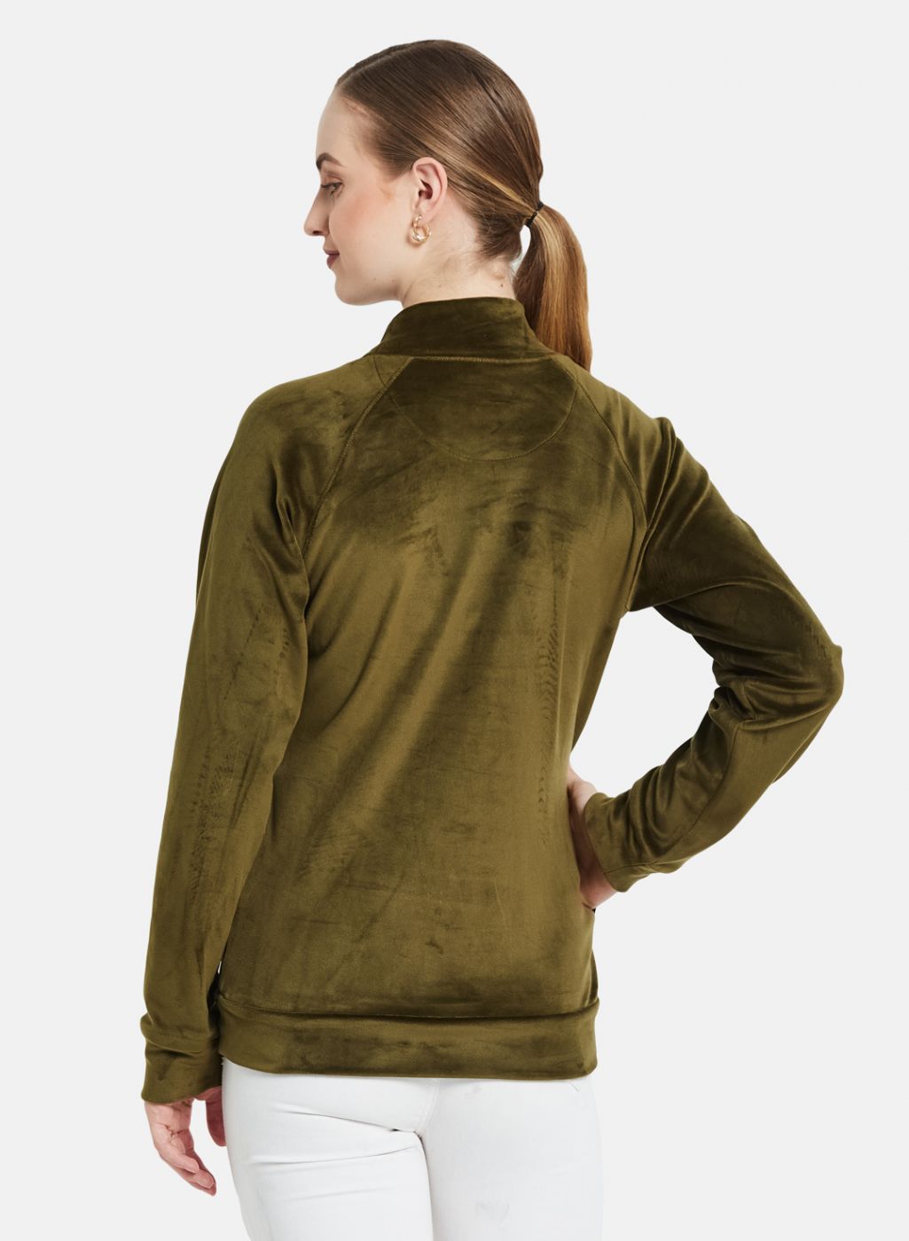 Women Olive Solid Sweatshirt