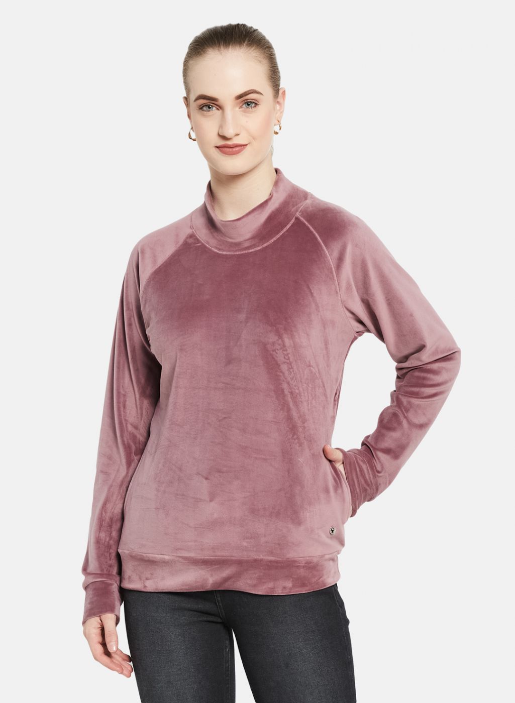 Women Purple Solid Sweatshirt