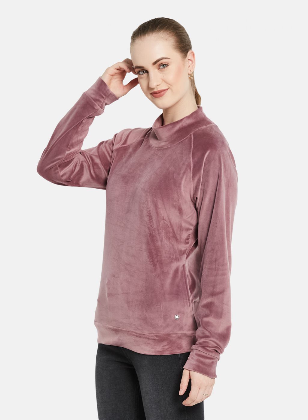 Women Purple Solid Sweatshirt