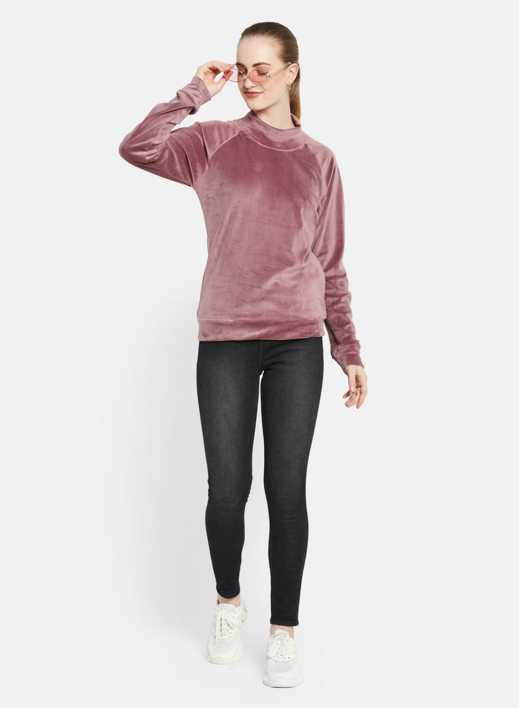 Women Purple Solid Sweatshirt