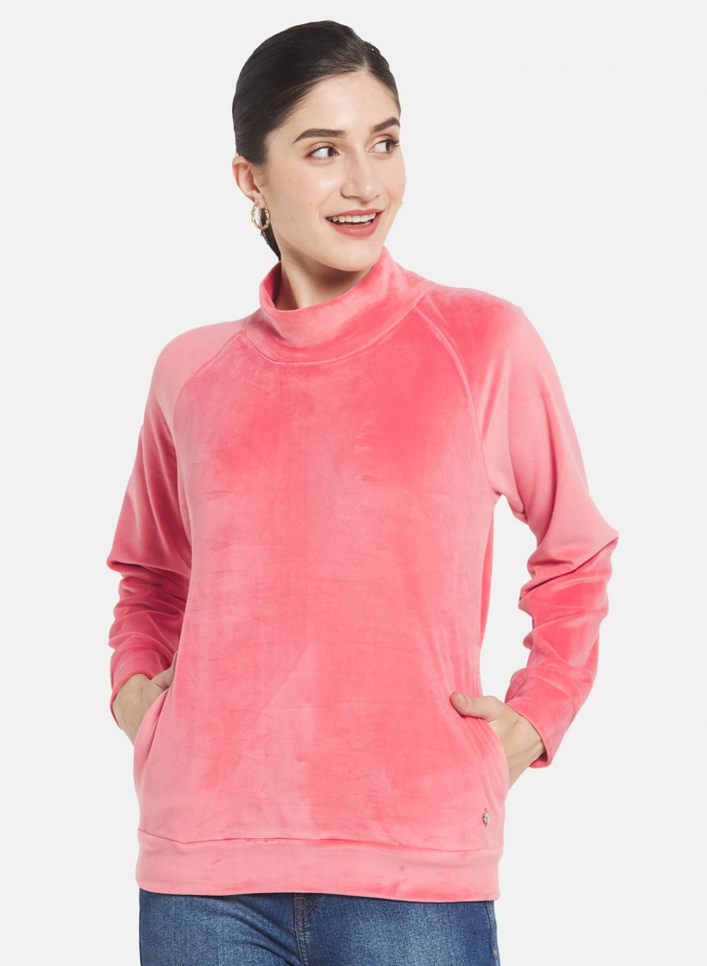 Women Pink Solid Sweatshirt