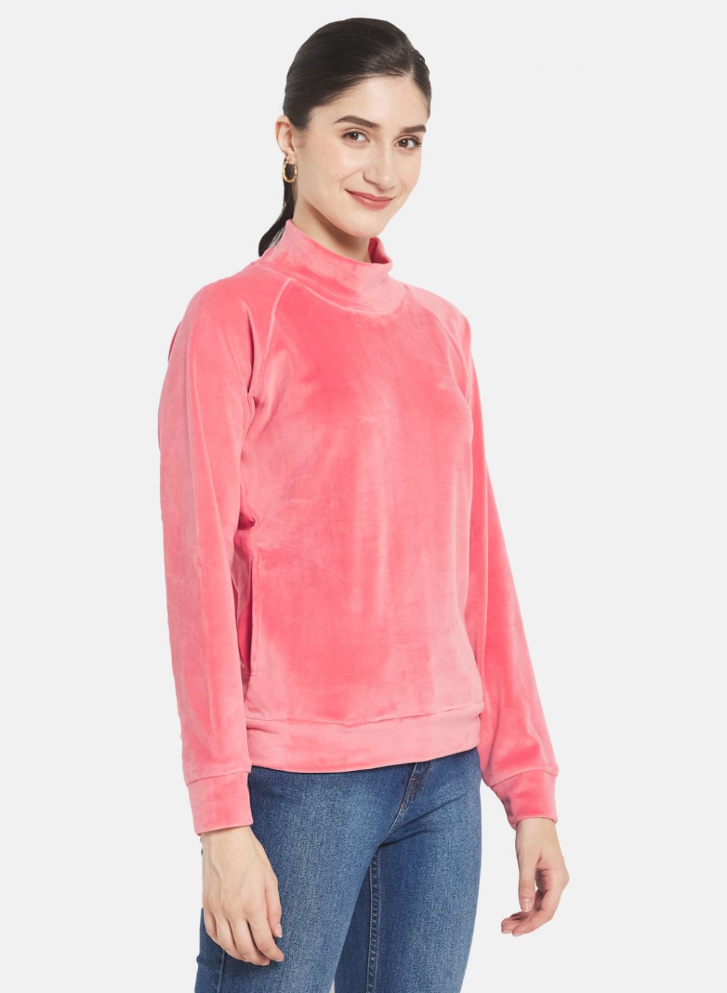 Women Pink Solid Sweatshirt