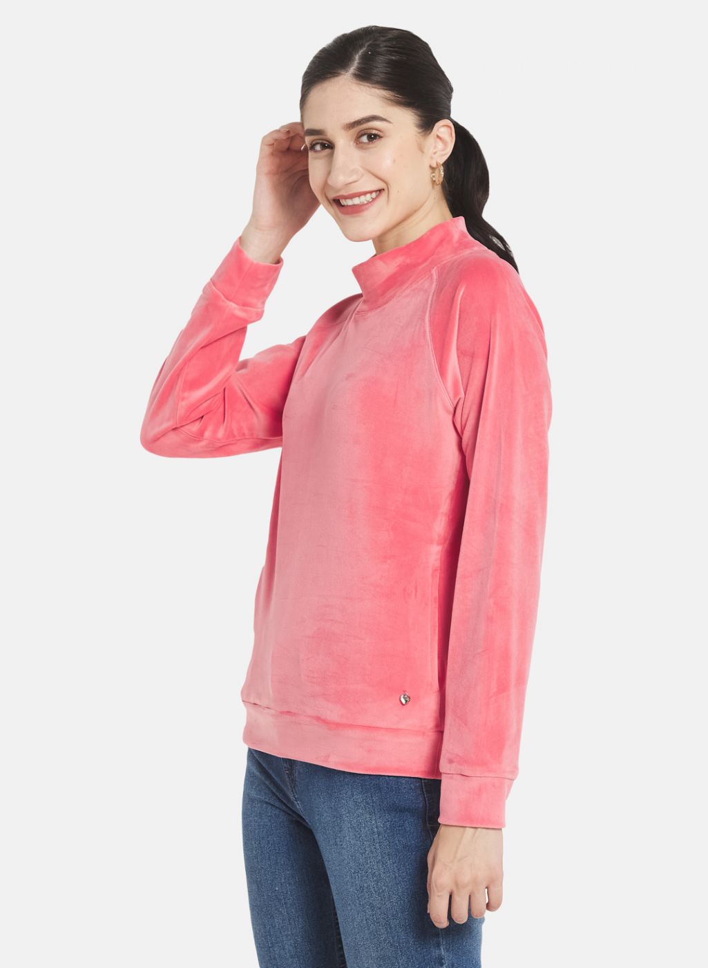 Women Pink Solid Sweatshirt