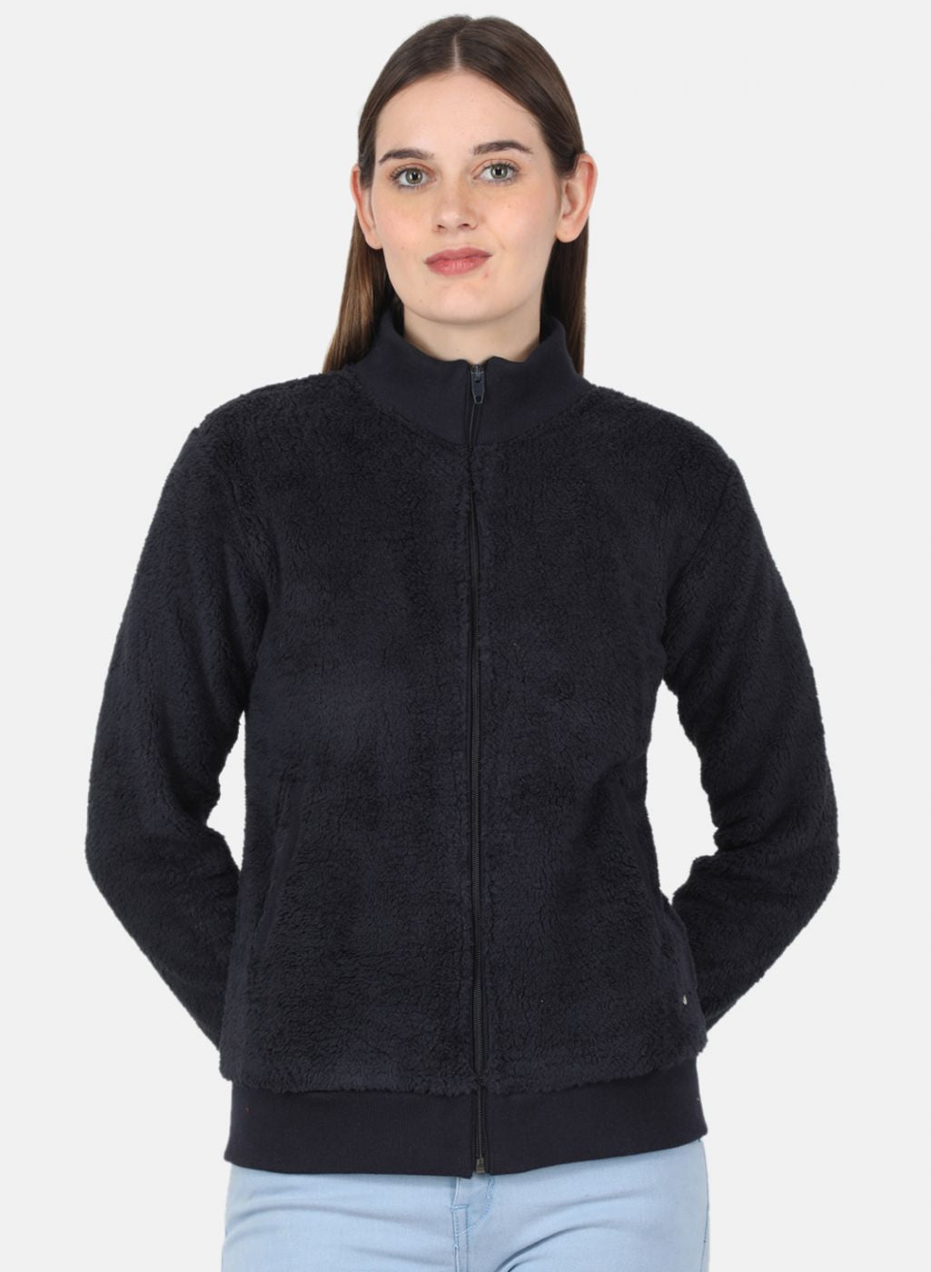 Women NAvy Blue Solid Sweatshirt