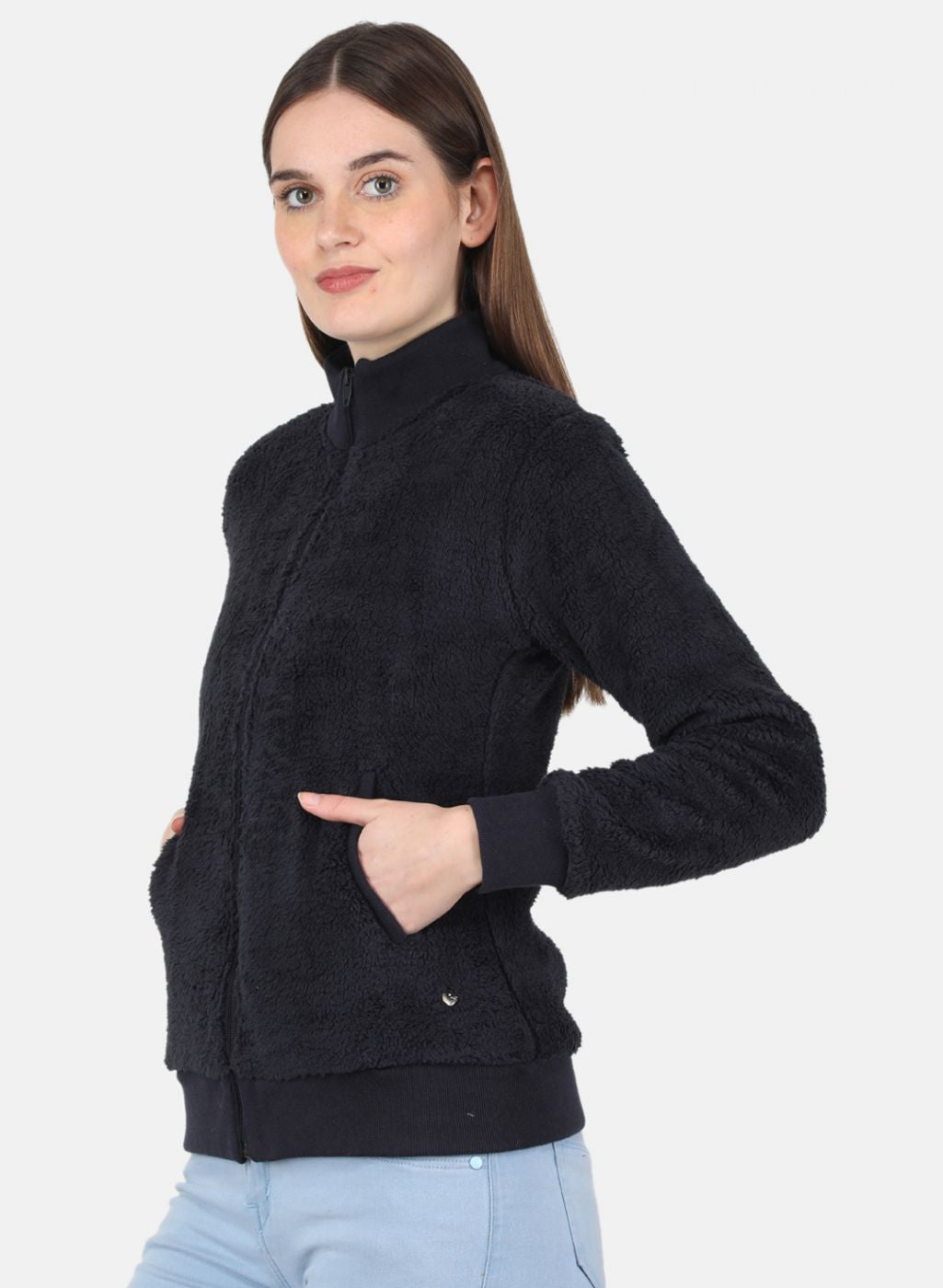 Women NAvy Blue Solid Sweatshirt