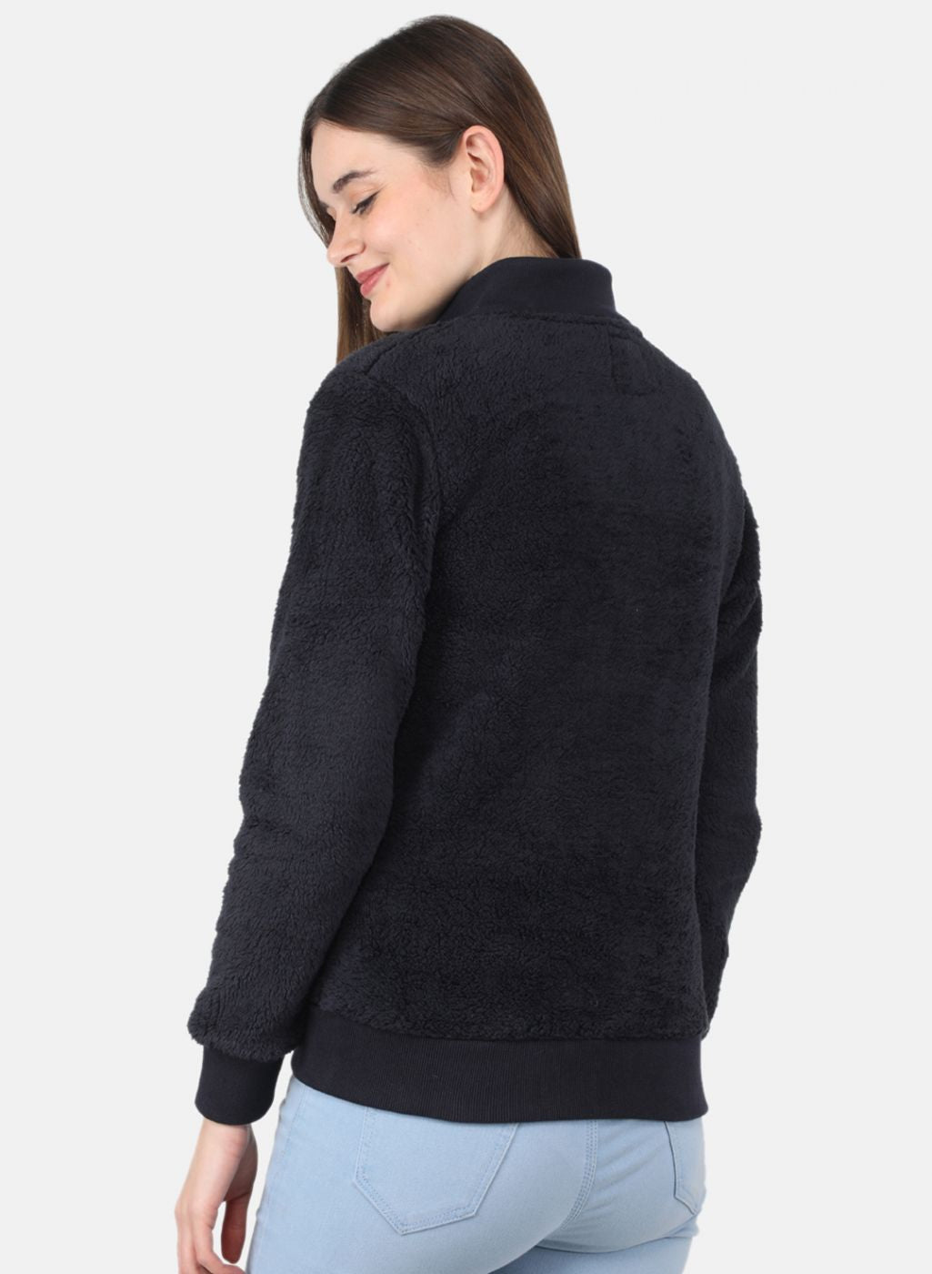 Women NAvy Blue Solid Sweatshirt