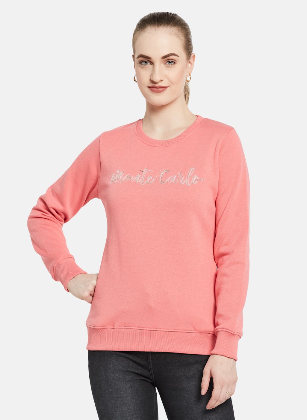 Women Pink Embroidered Sweatshirt