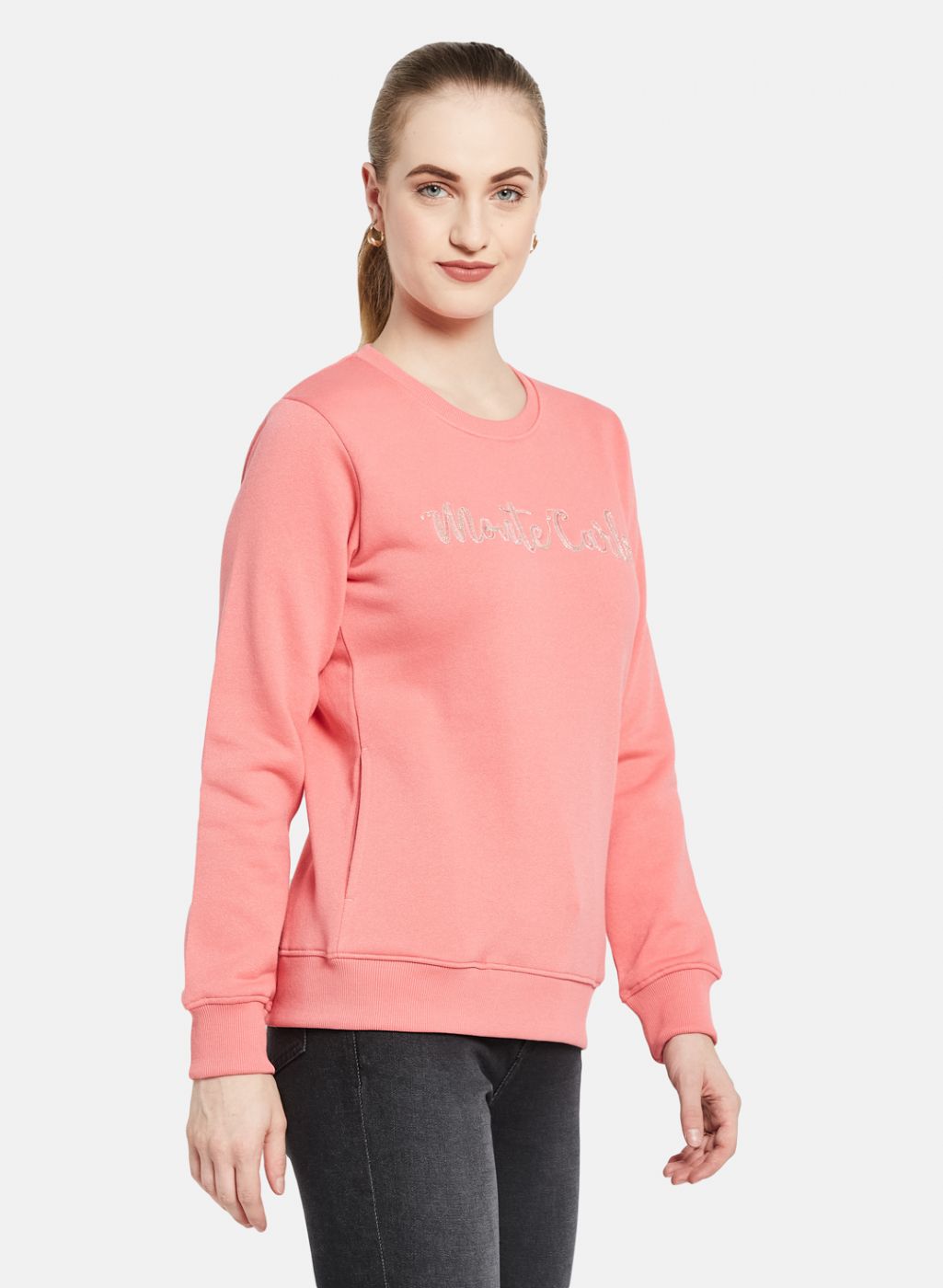 Women Pink Embroidered Sweatshirt