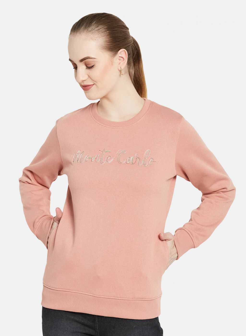 Women Beige Embroidered Sweatshirt