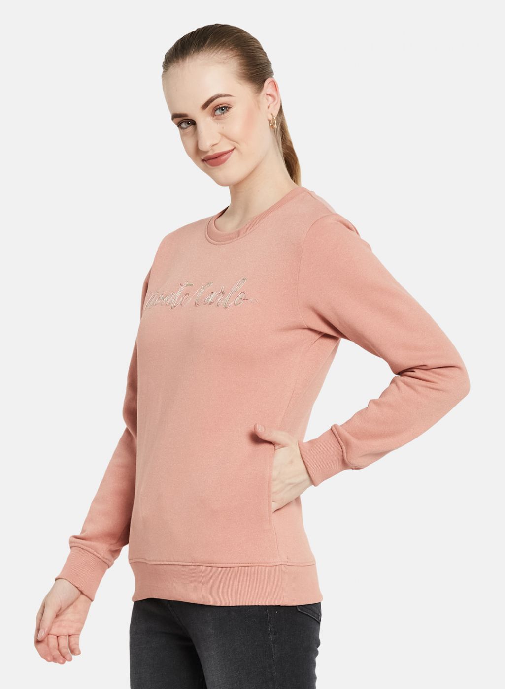 Women Beige Embroidered Sweatshirt