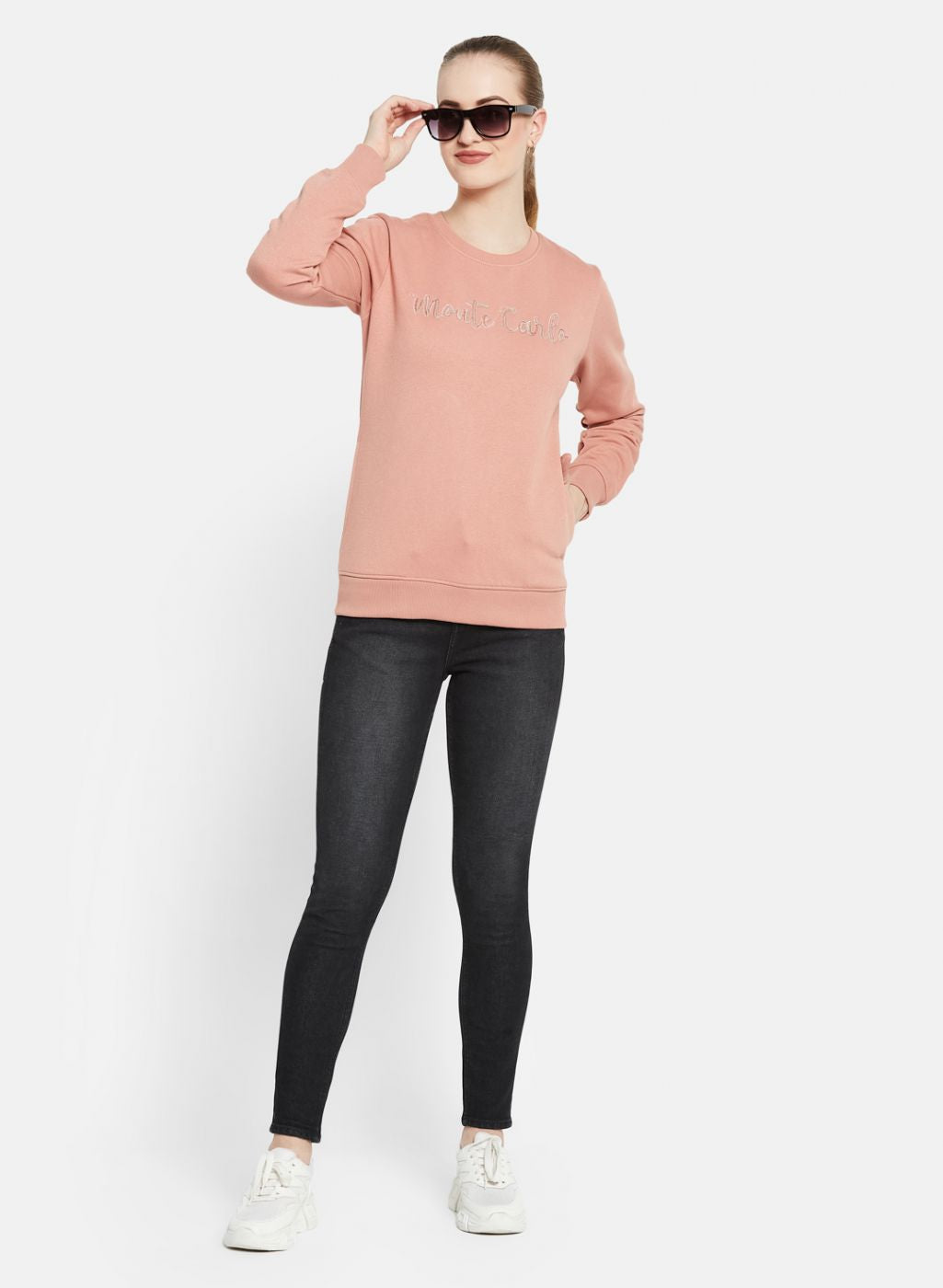 Women Beige Embroidered Sweatshirt