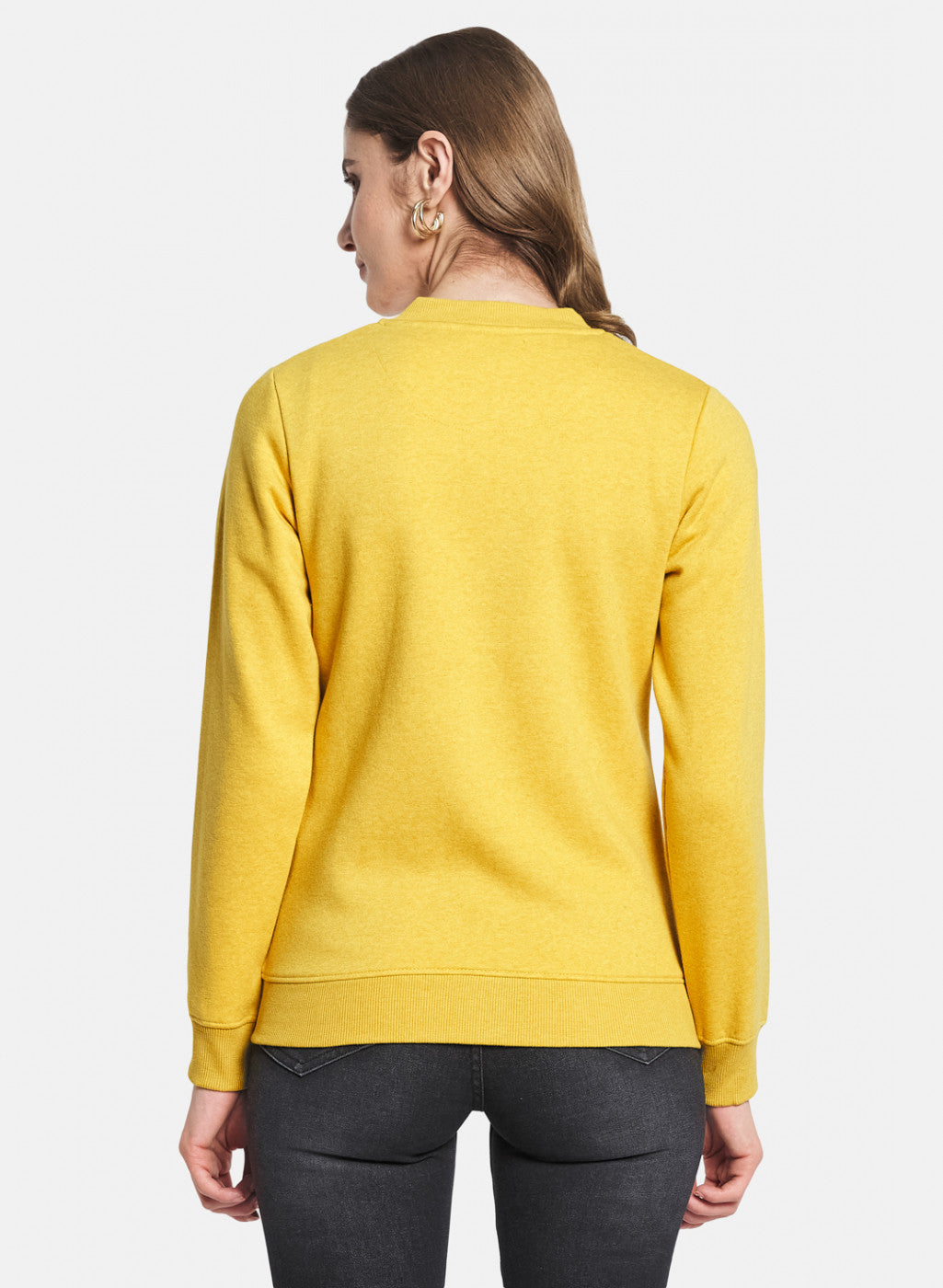 Women Yellow Solid Sweatshirt