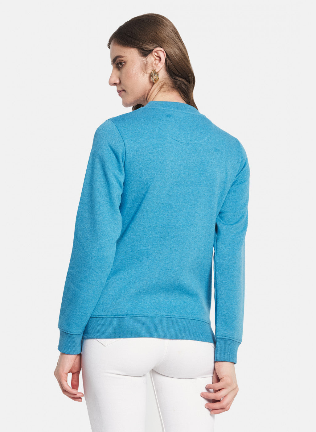 Women Blue Solid Sweatshirt