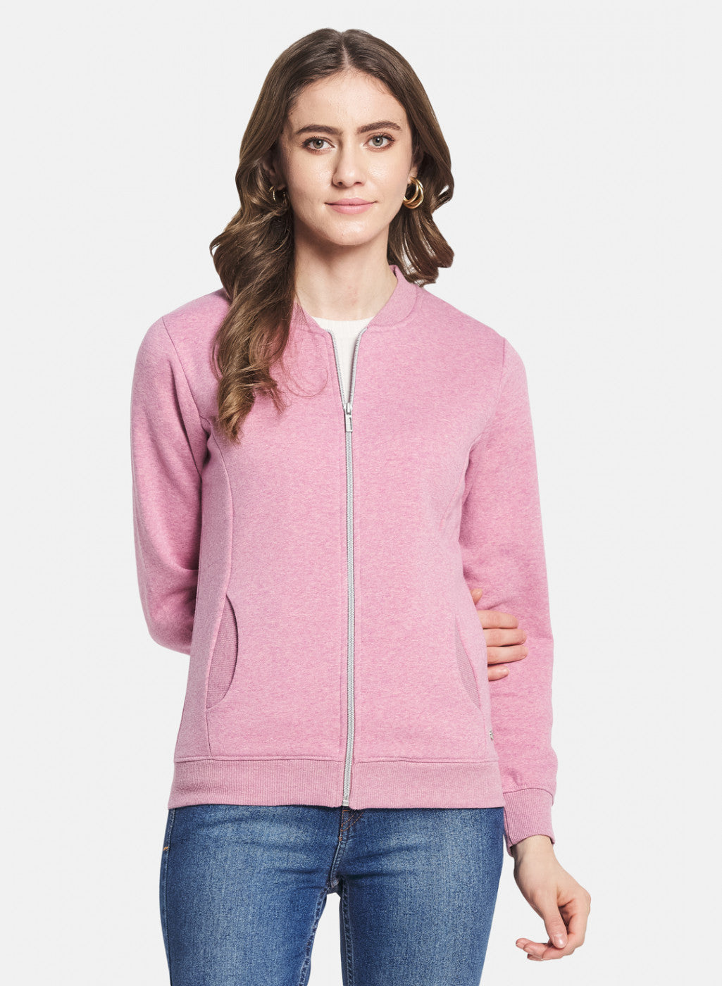 Women Pink Solid Sweatshirt