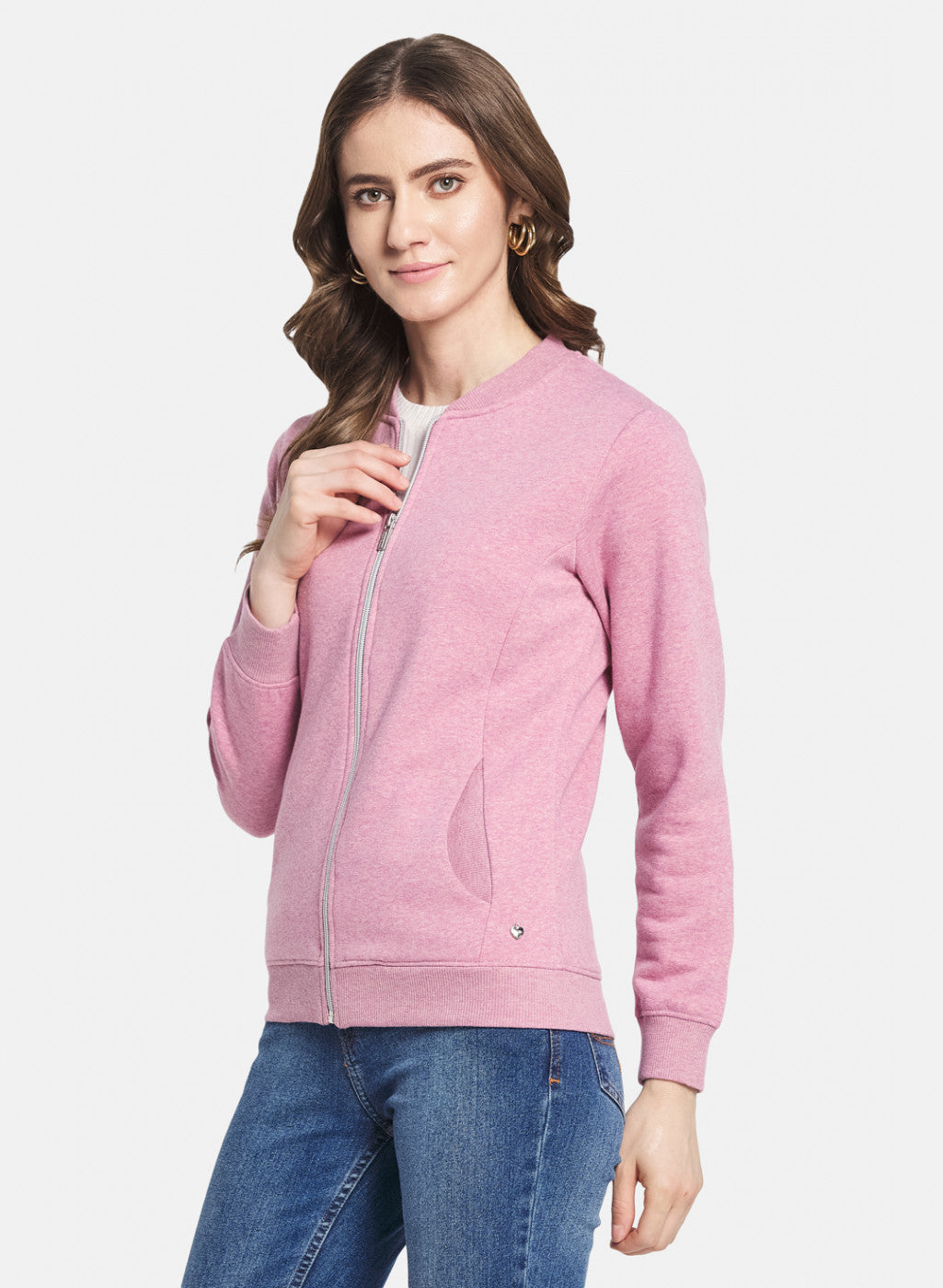 Women Pink Solid Sweatshirt