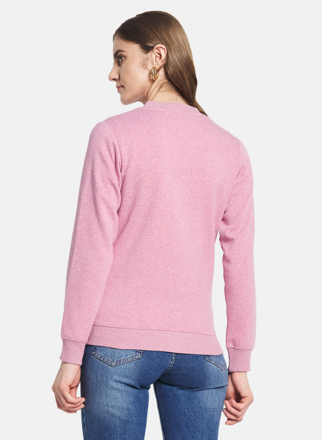 Women Pink Solid Sweatshirt