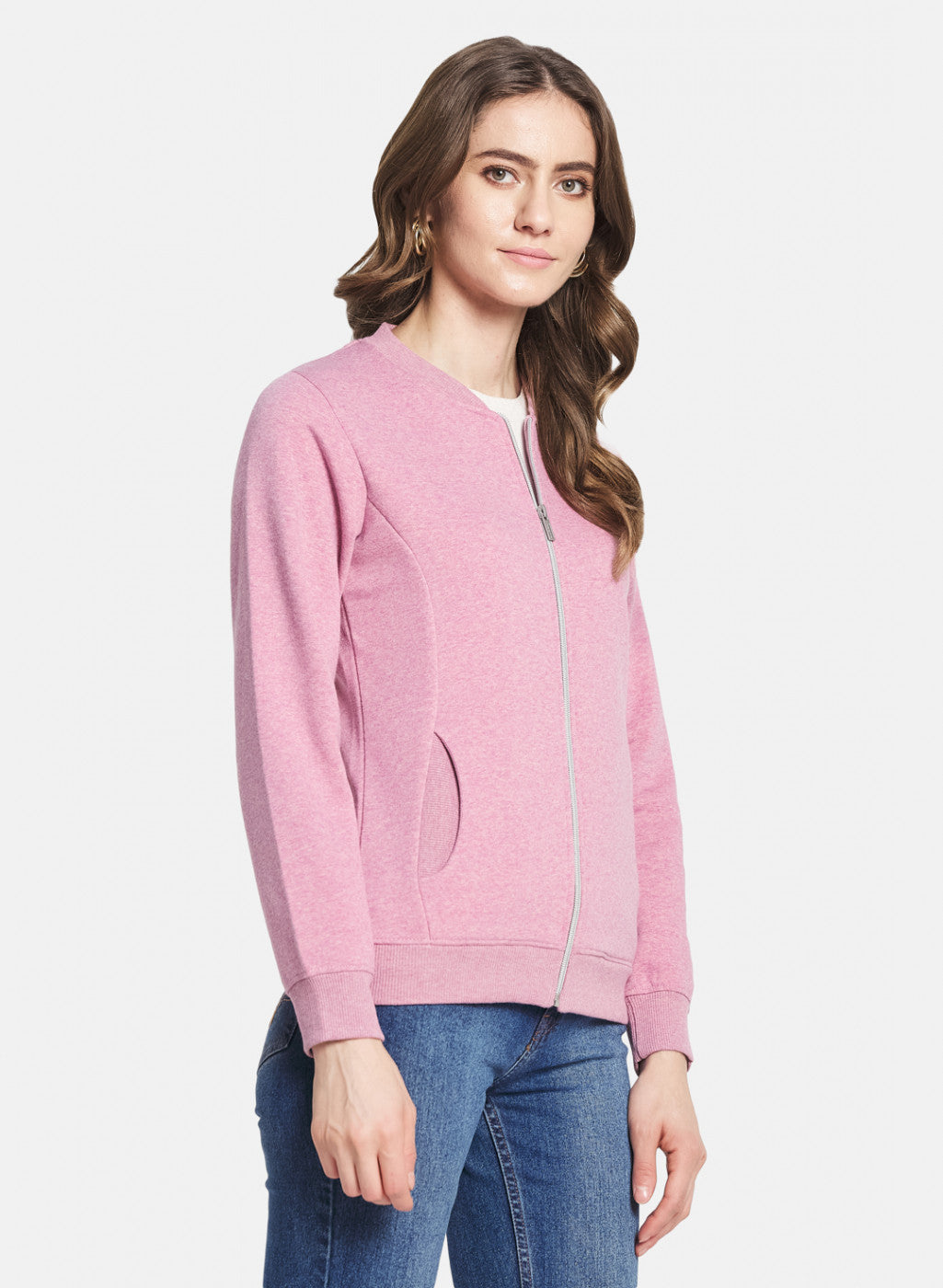 Women Pink Solid Sweatshirt