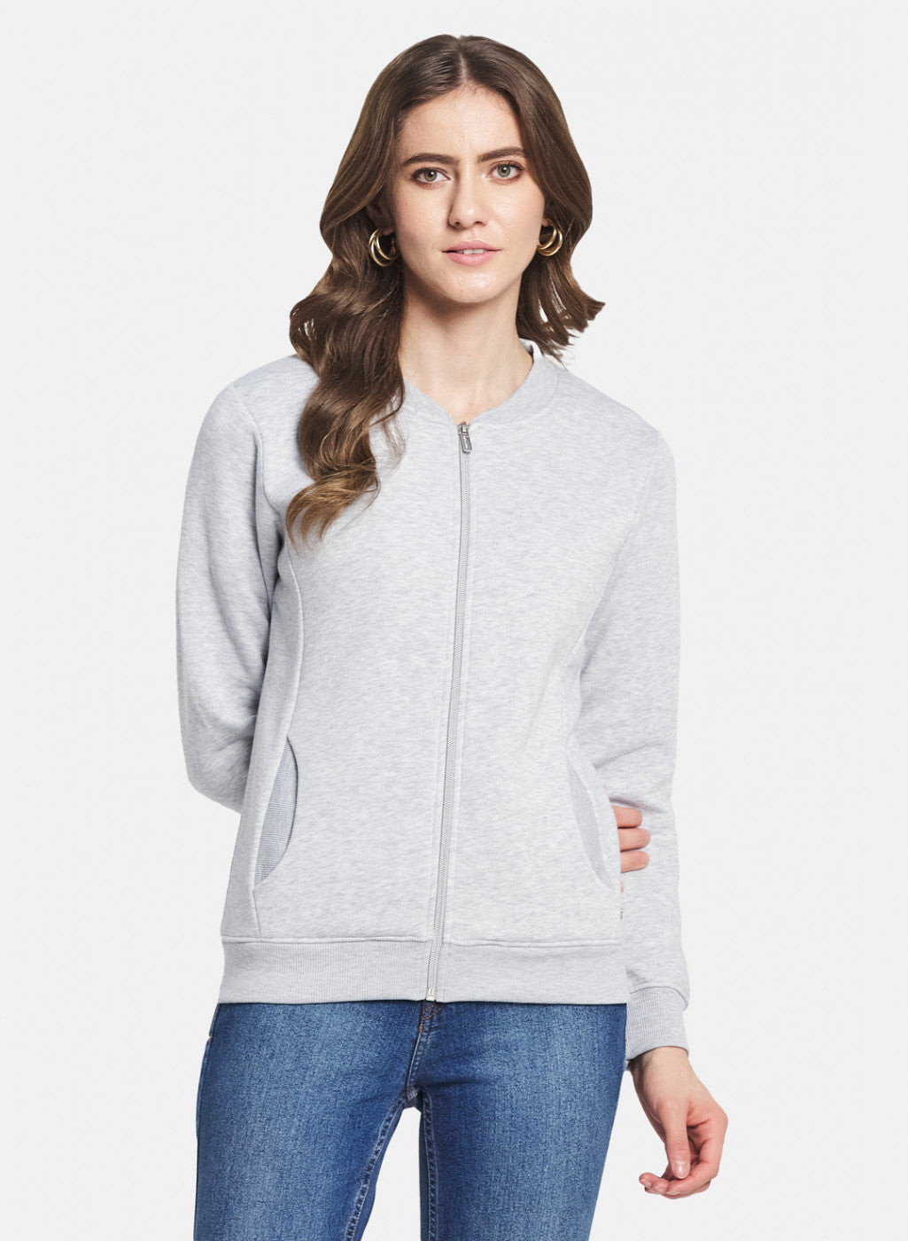 Women Grey Solid Sweatshirt