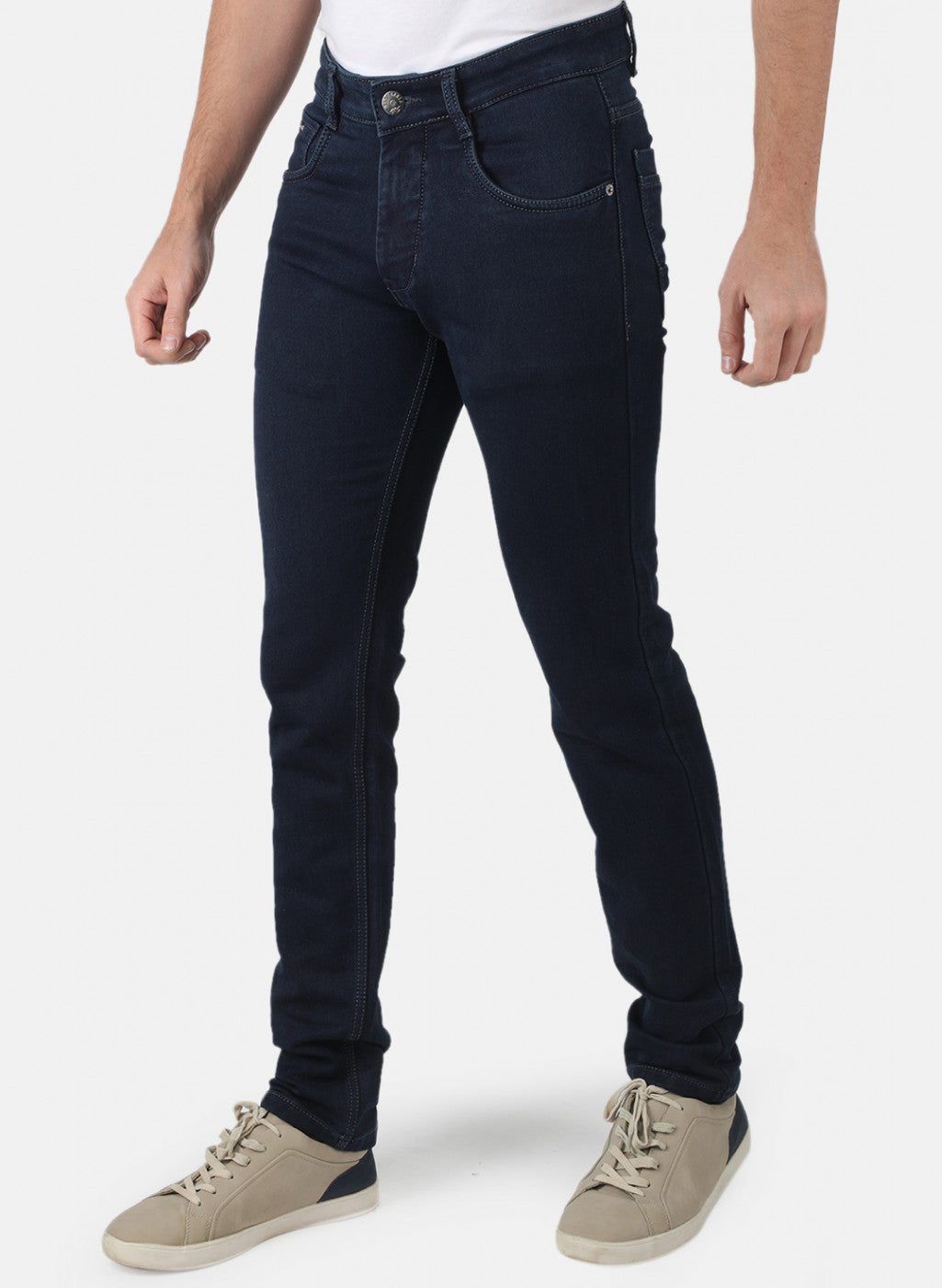 Men Navy Blue Narrow Fit Denim