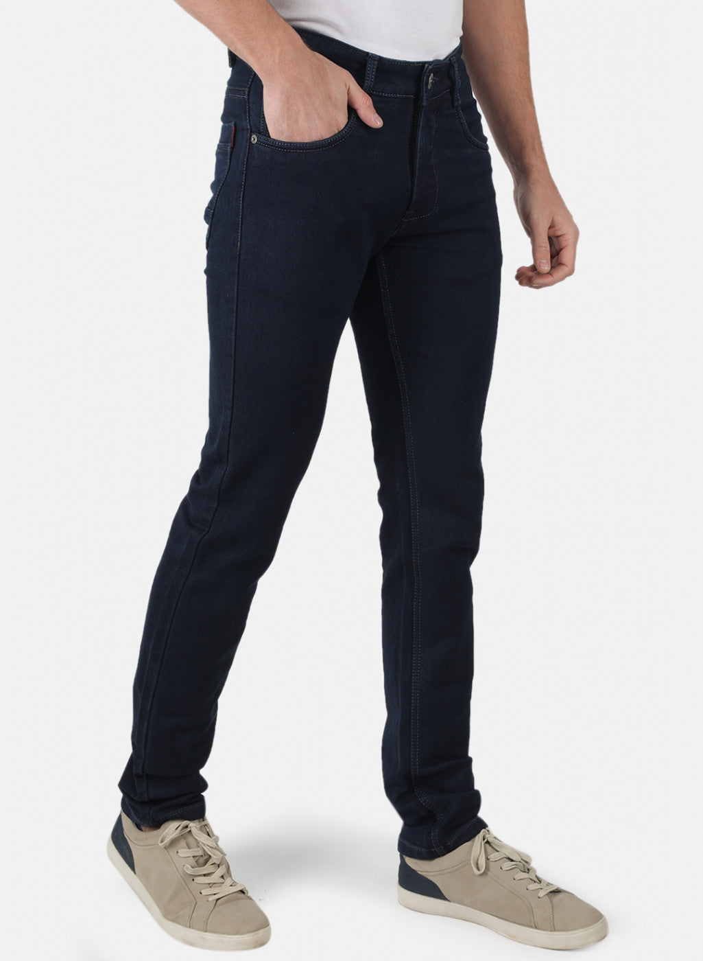 Men Navy Blue Narrow Fit Denim