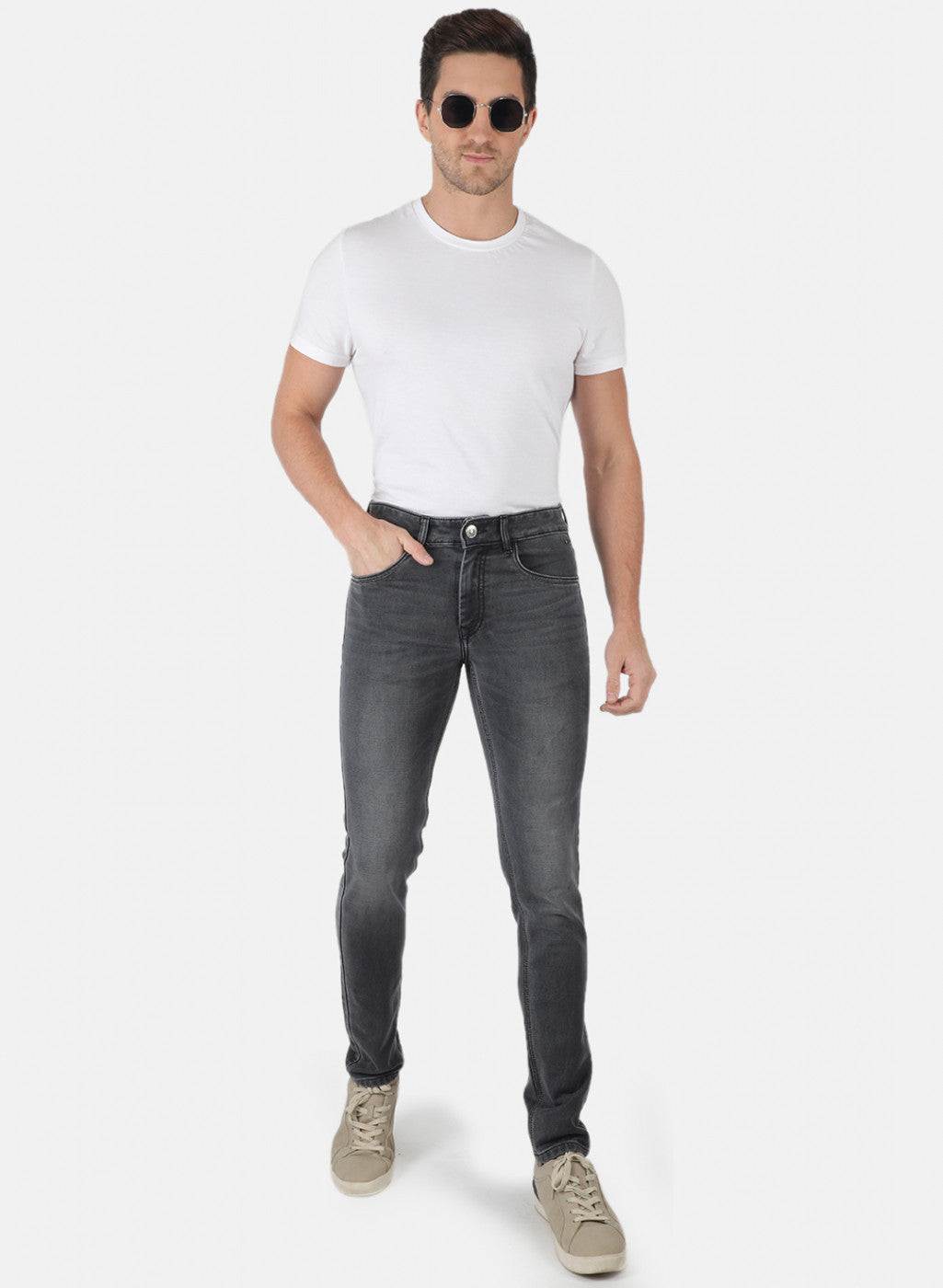 Men Grey Narrow Fit Denim