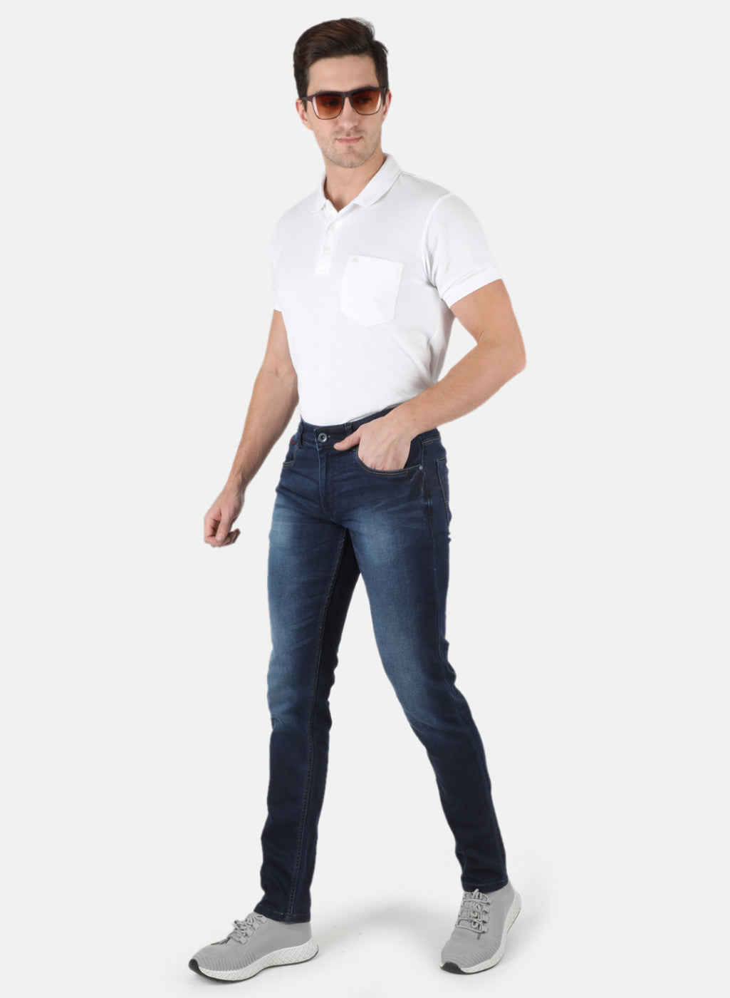 Men Navy Blue Skinny Fit Denim