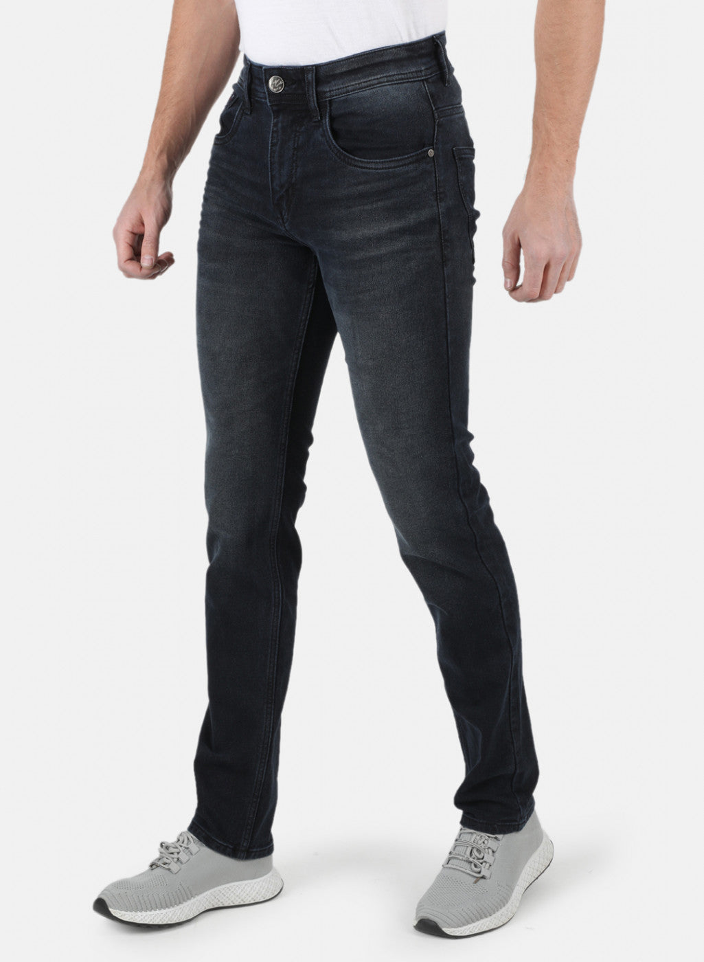 Men Navy Blue Narrow Fit Denim