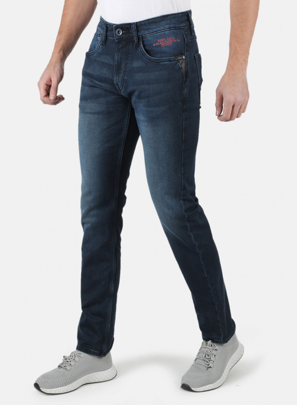 Men Navy Blue Narrow Fit Denim