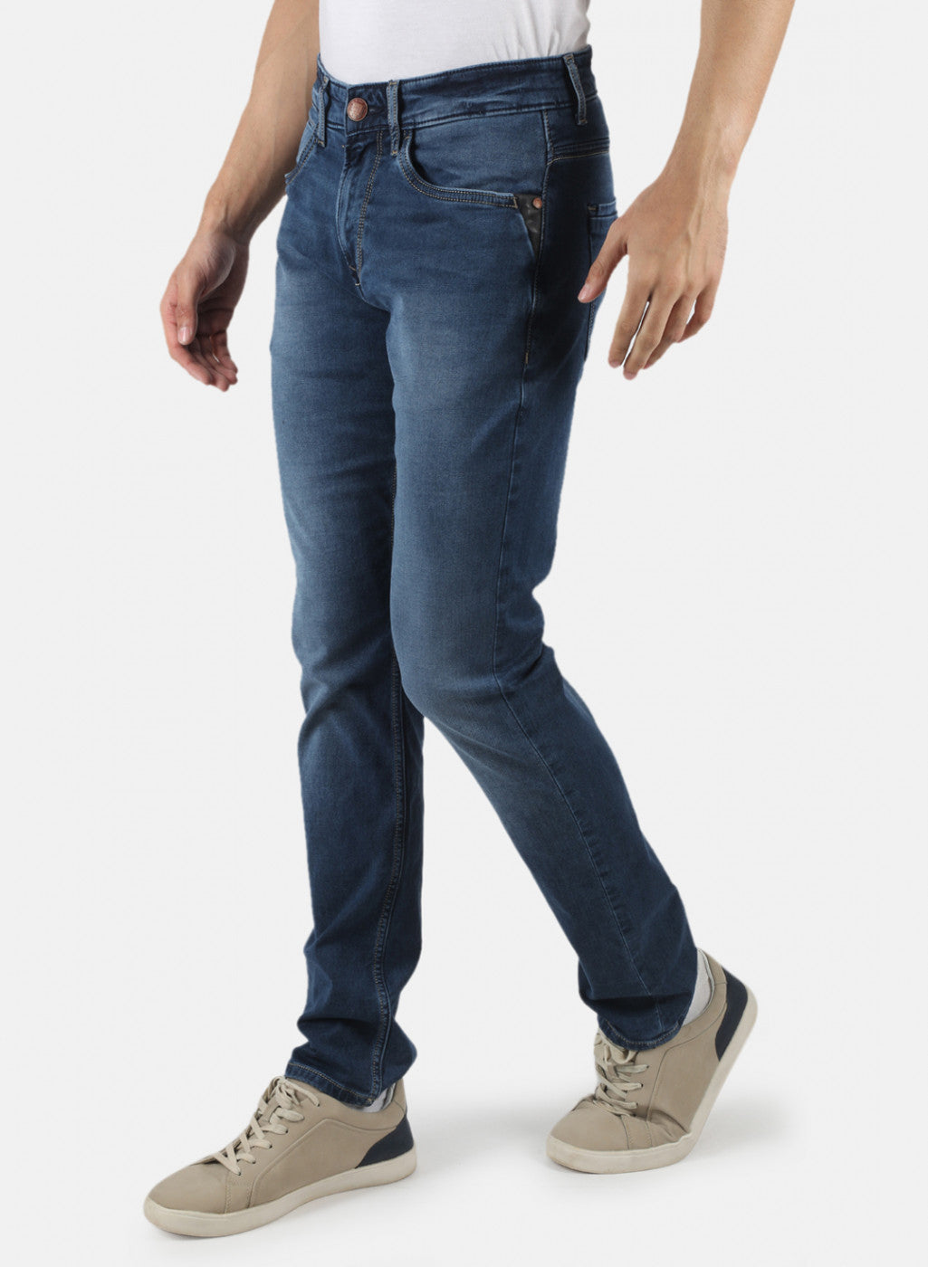 Men Navy Blue Narrow Fit Denim