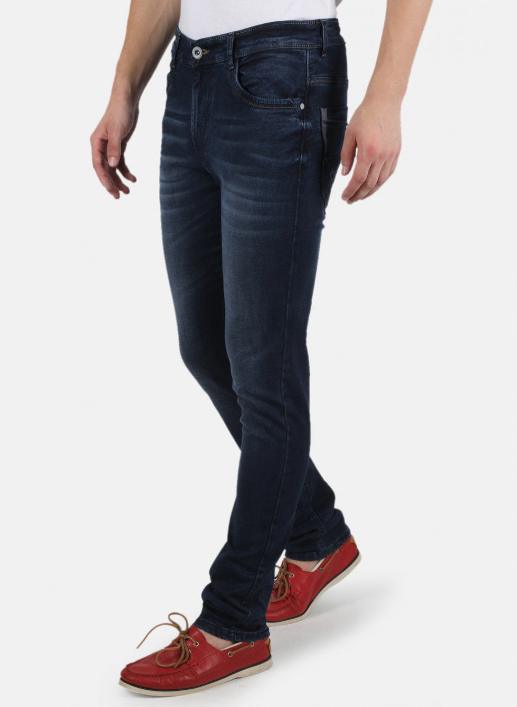 Men Navy Blue Narrow Fit Denim