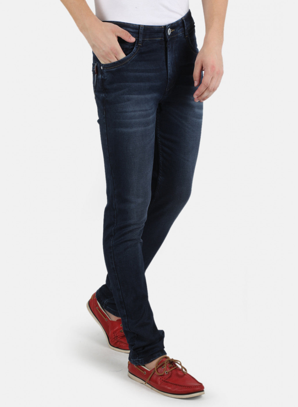 Men Navy Blue Narrow Fit Denim