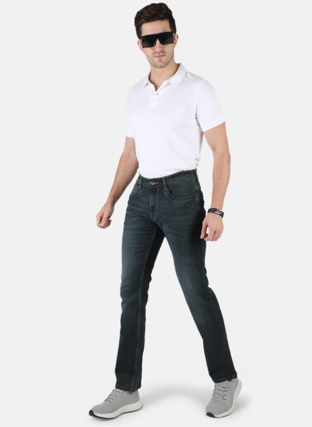 Men Navy Blue Regular Fit Denim