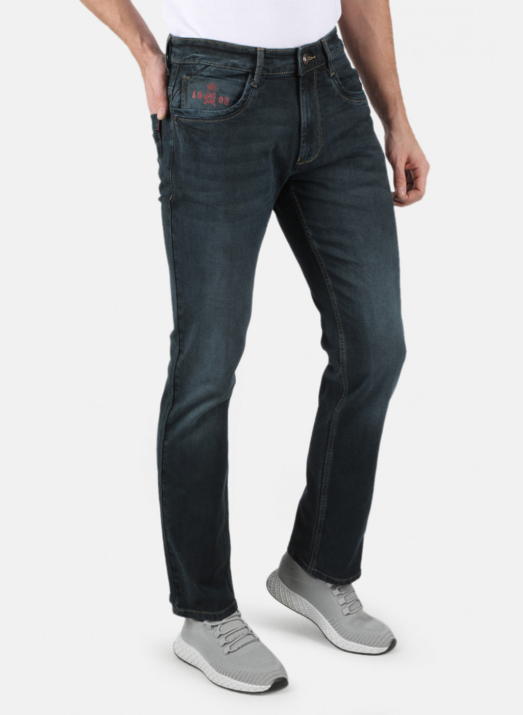 Men Navy Blue Regular Fit Denim