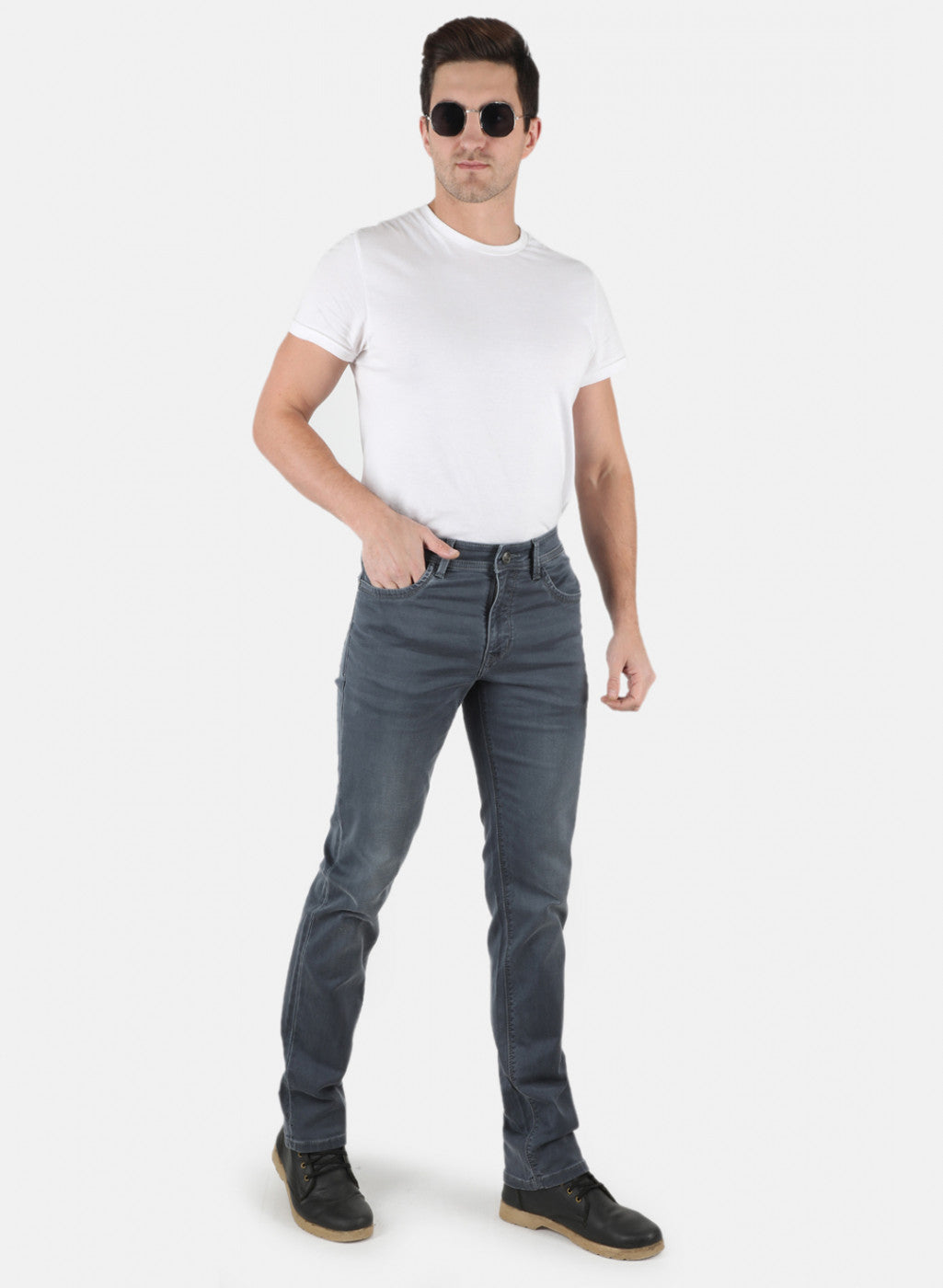 Men Grey Narrow Fit Denim