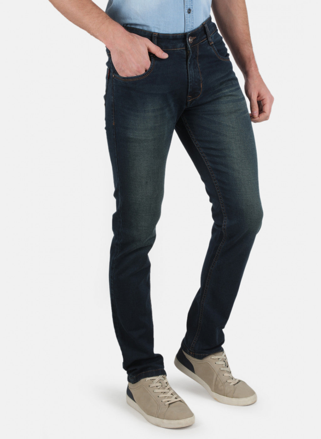 Men Green Narrow Fit Denim