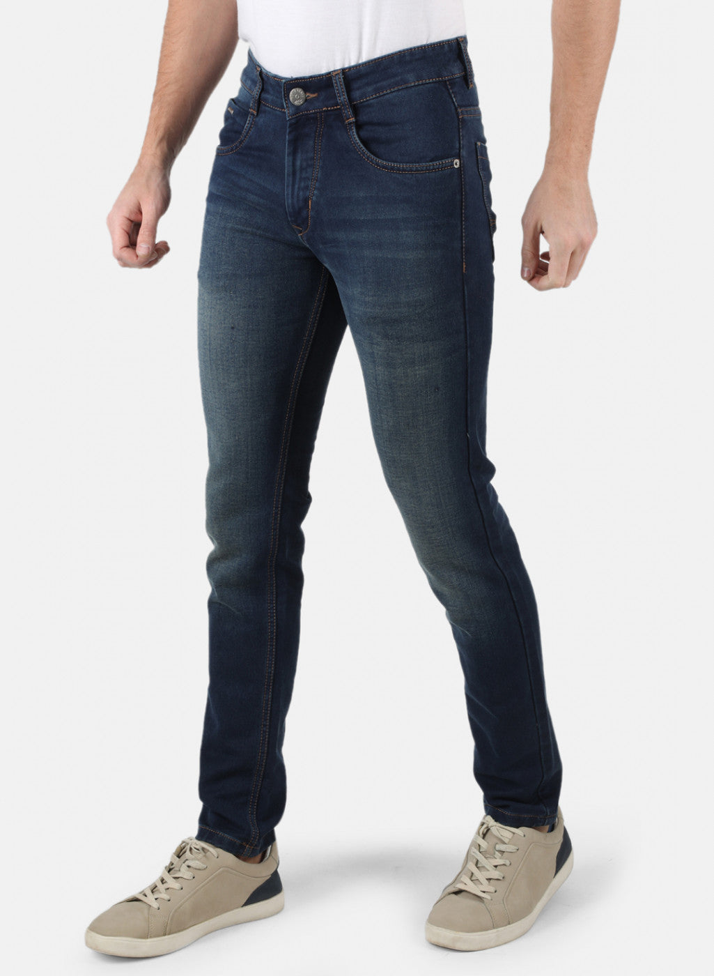 Men Navy Blue Skinny Fit Denim