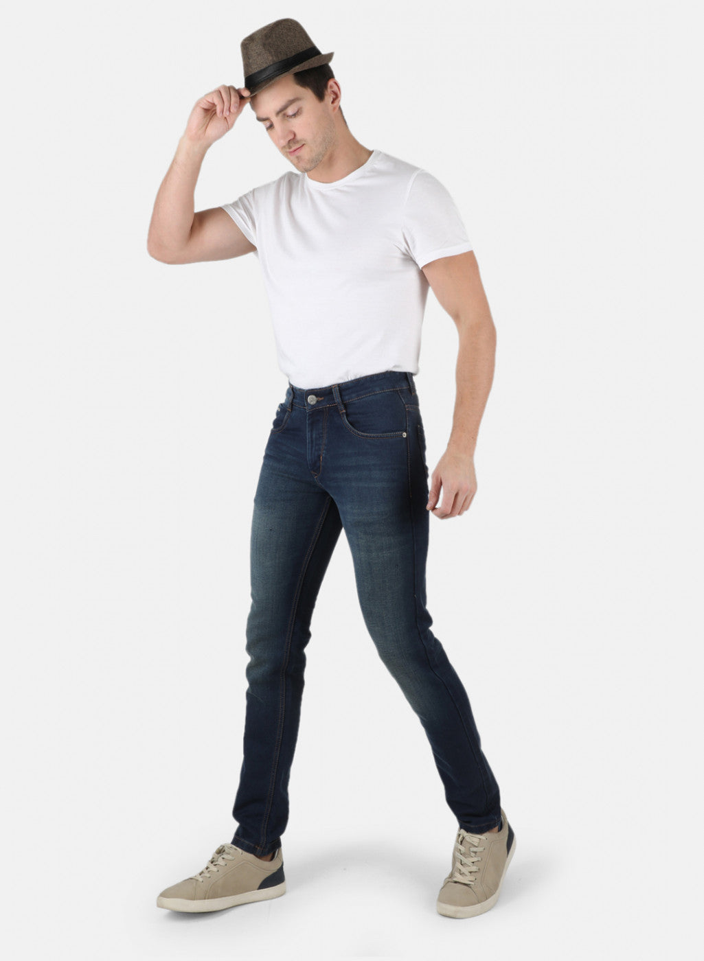 Men Navy Blue Skinny Fit Denim