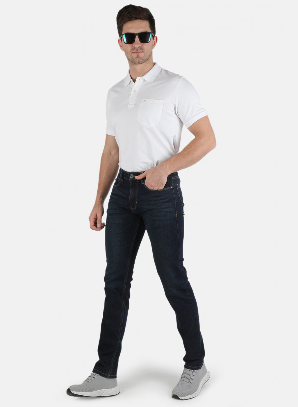 Men Green Tint Narrow Fit Denim