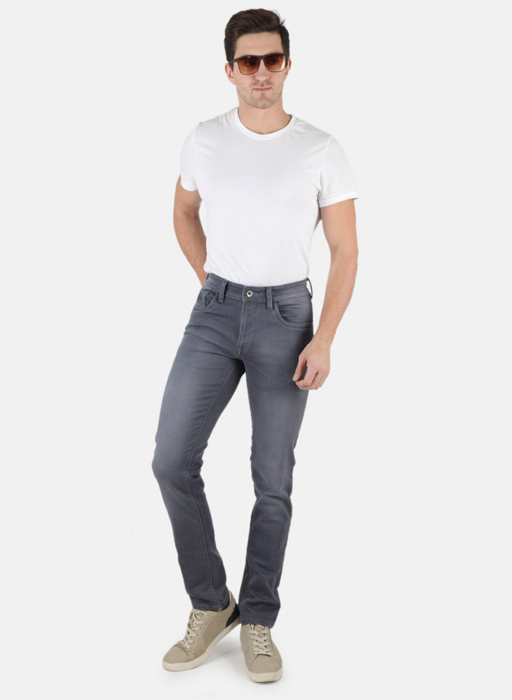 Men Grey NArrow Fit Denim