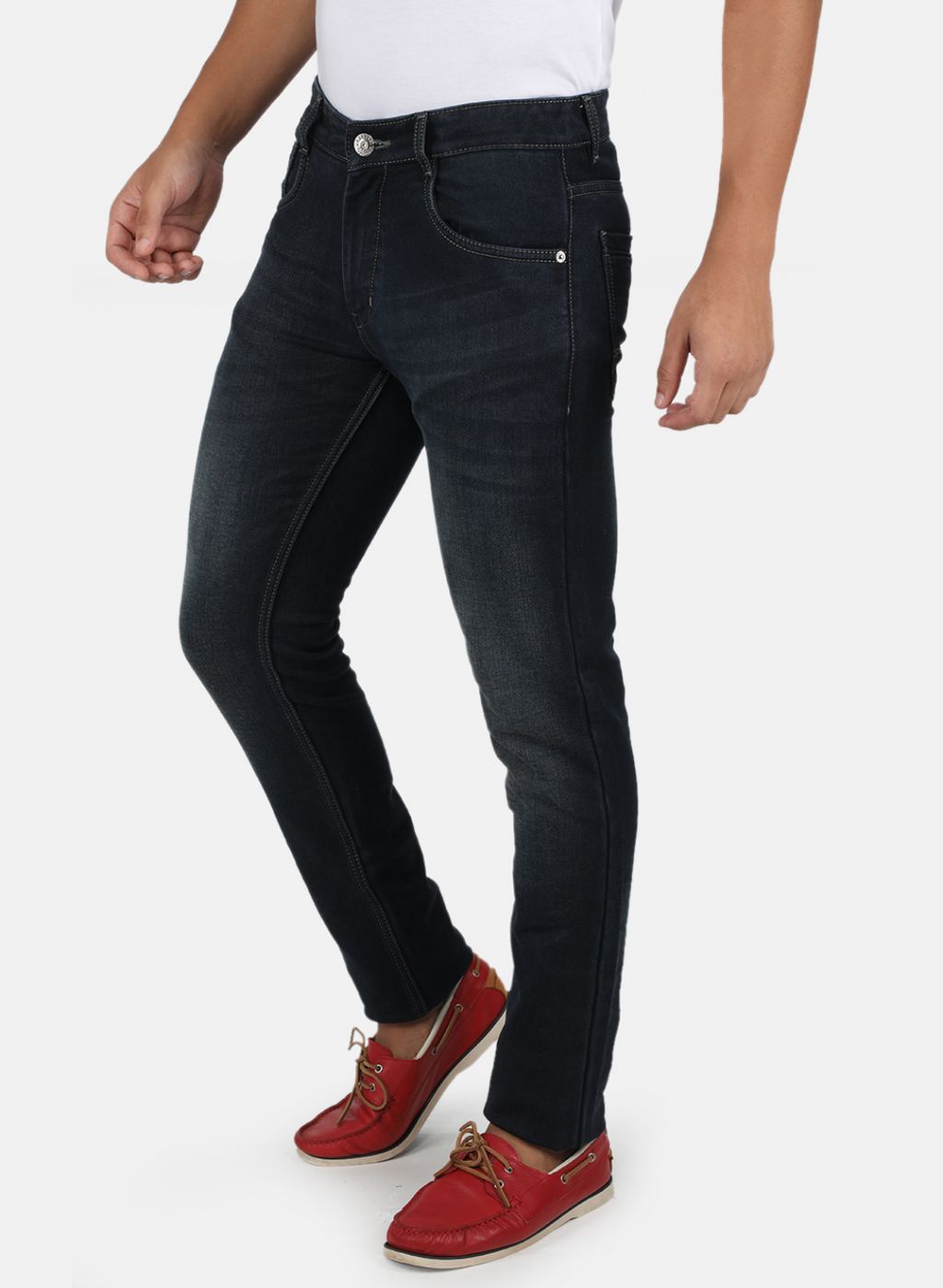 Men Navy Blue Skinny Fit Denim