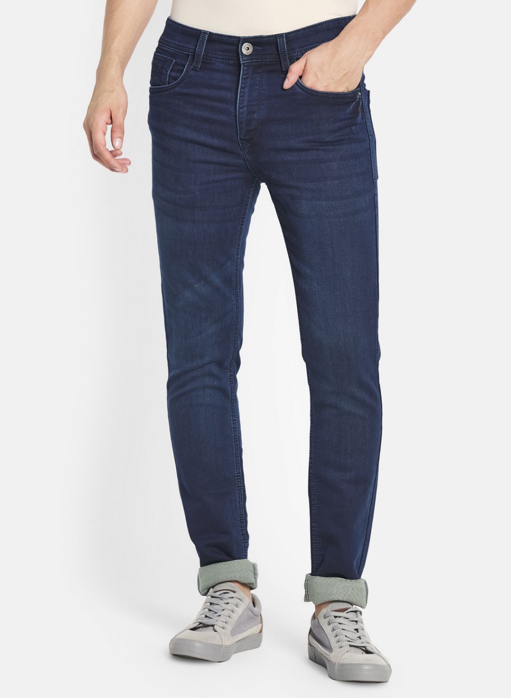 Men Navy Blue Skinny Fit Denim