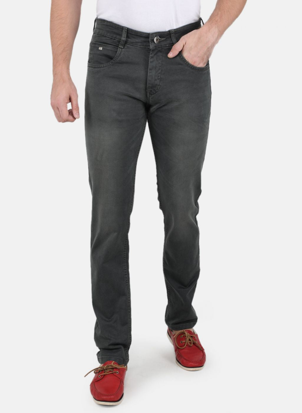 Men Olive Narrow Fit Denim