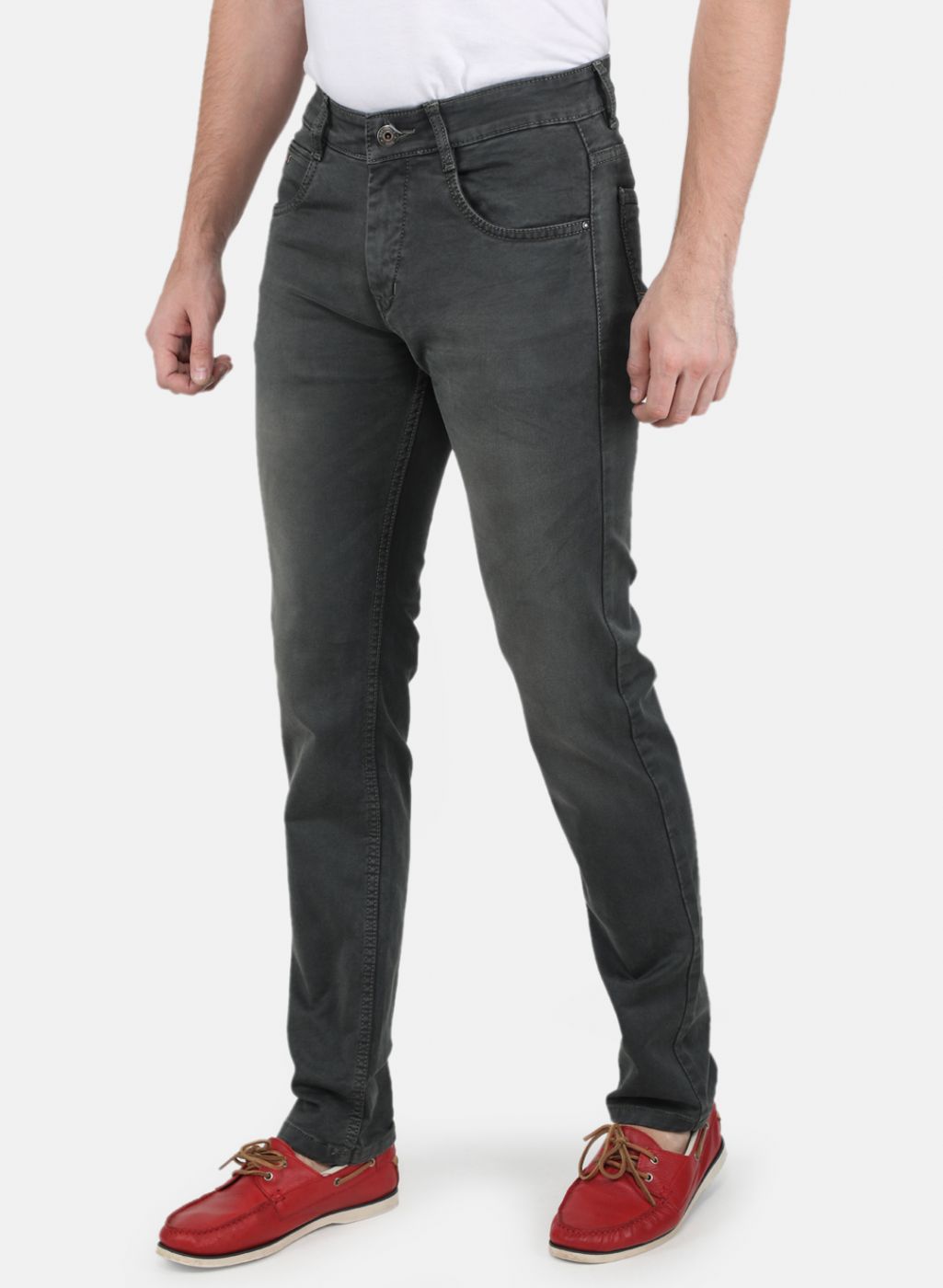 Men Olive Narrow Fit Denim