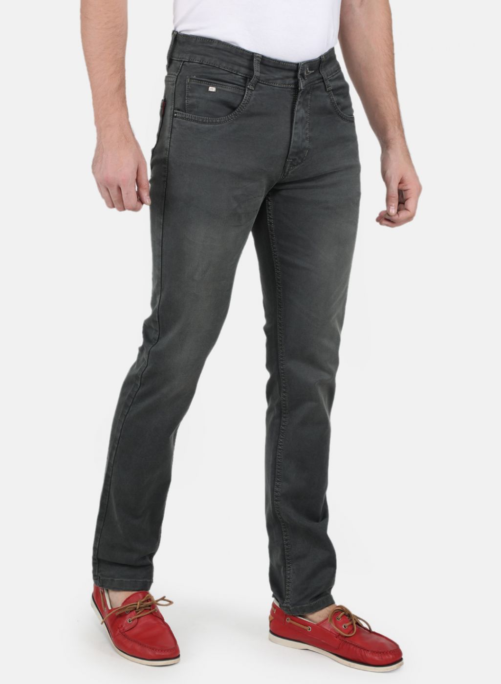 Men Olive Narrow Fit Denim