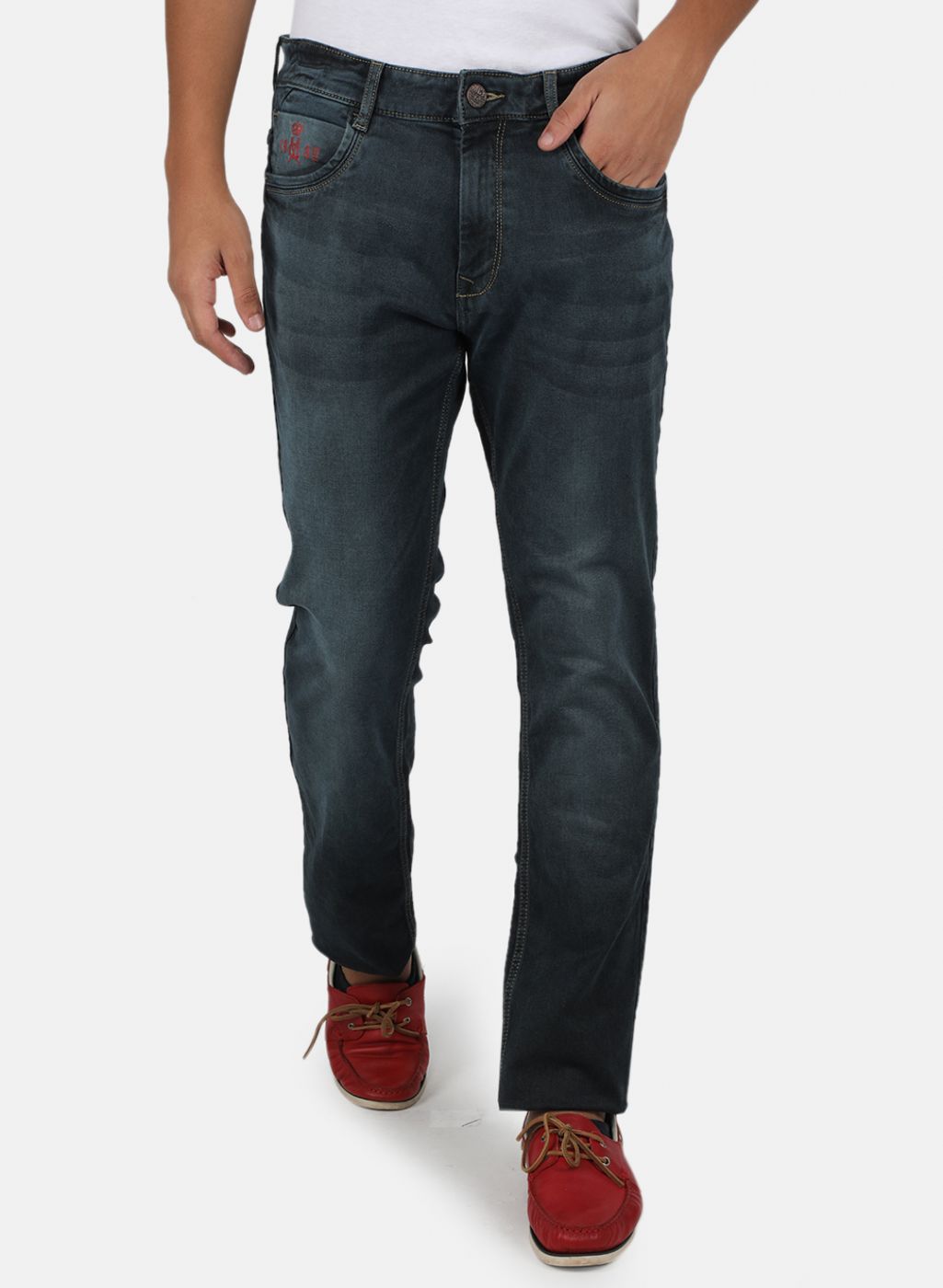 Men Navy Blue Narrow Fit Denim